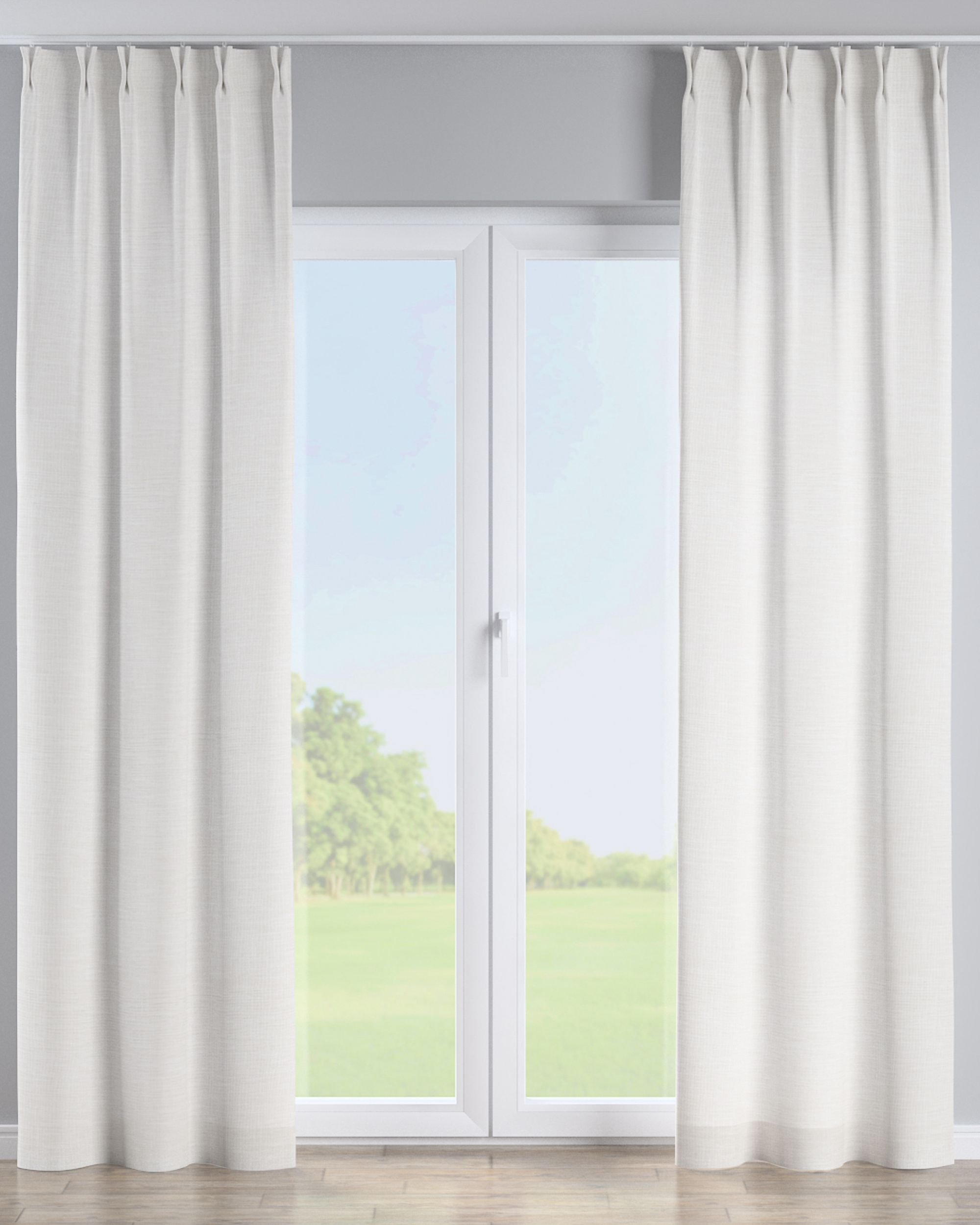 Double pinch pleat curtain product colour white fabric structured