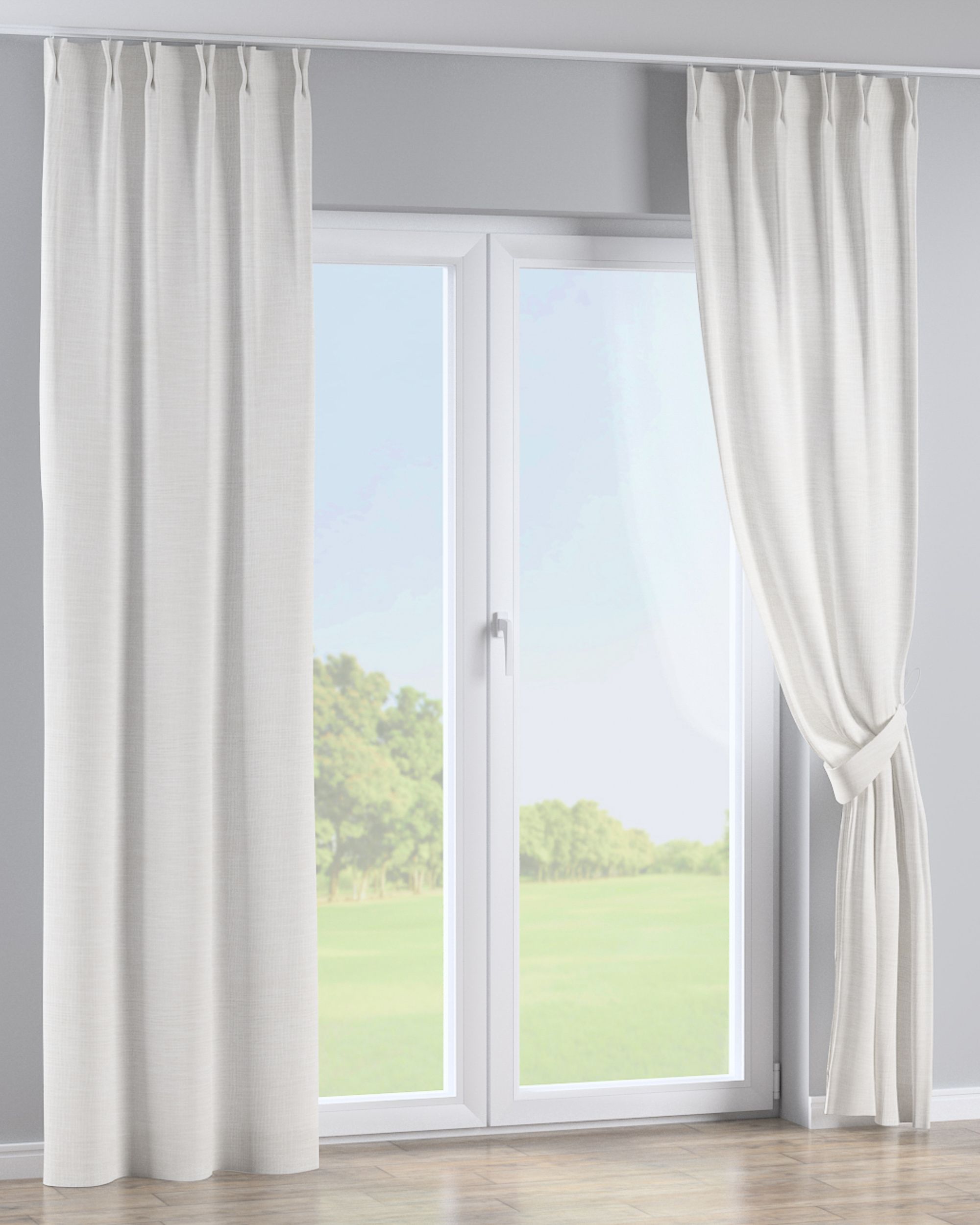 Double pinch pleat curtain product colour white fabric structured (hover)