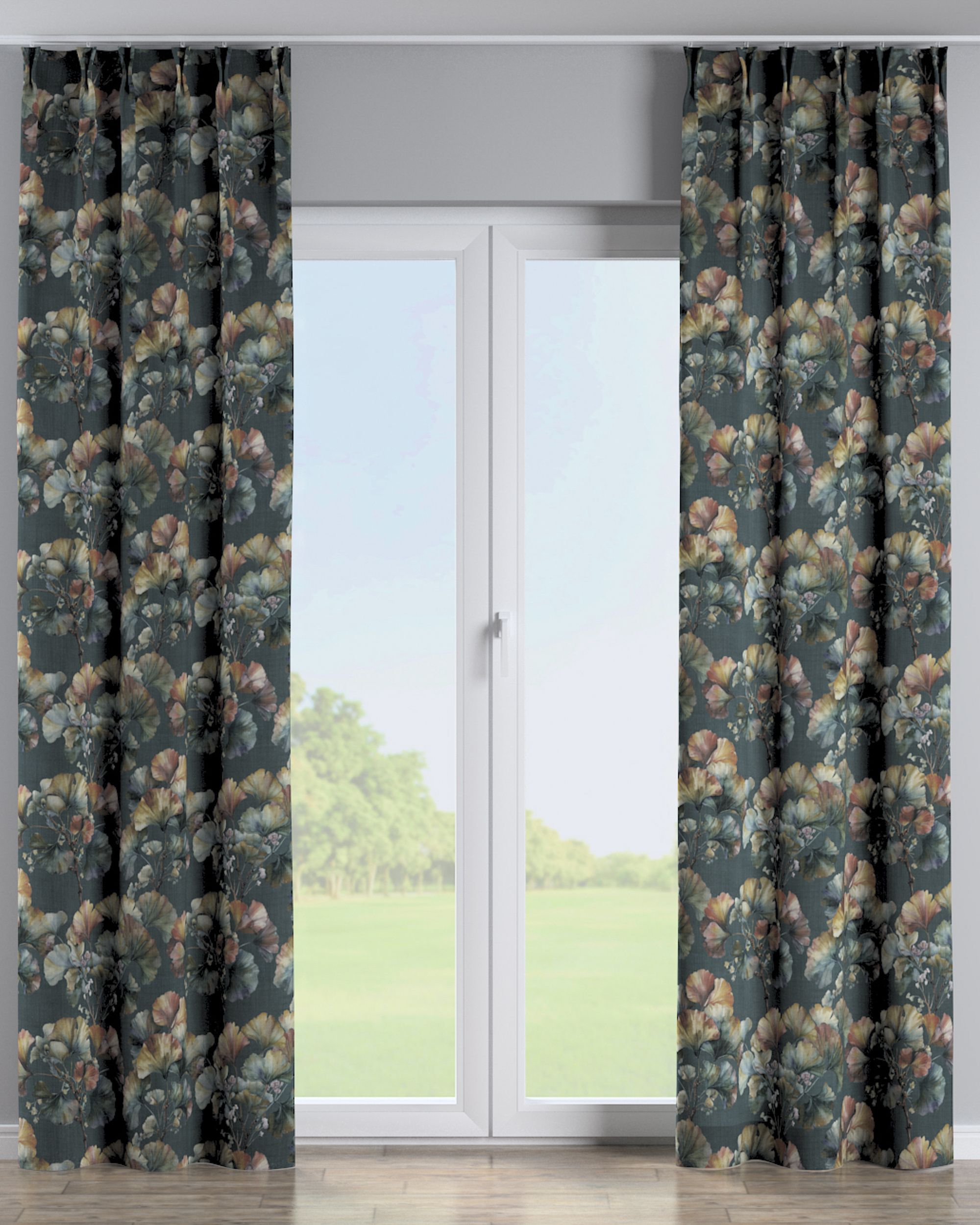 Double pinch pleat curtain product colour multicolour fabric structured, patterned