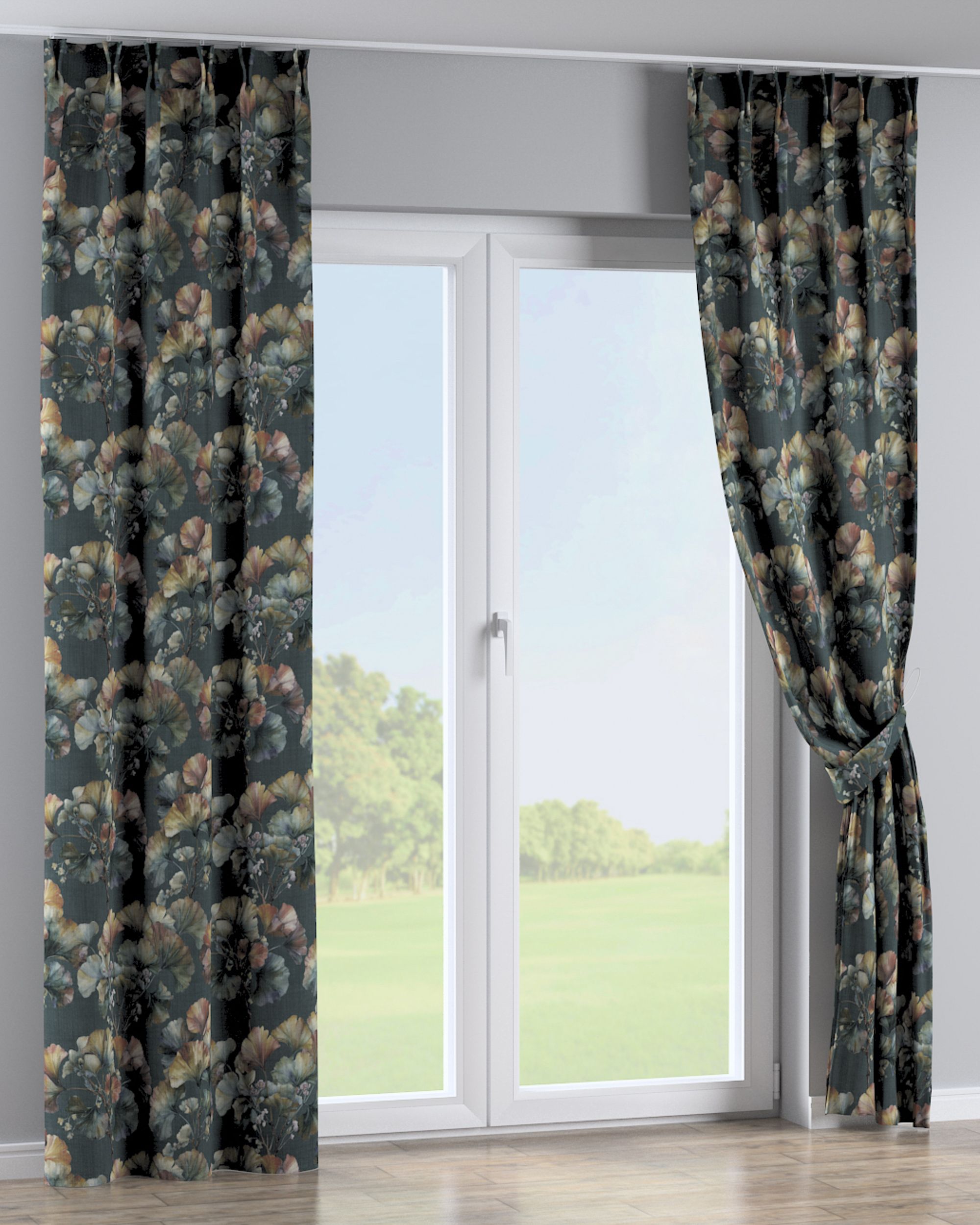 Double pinch pleat curtain product colour multicolour fabric structured, patterned (hover)