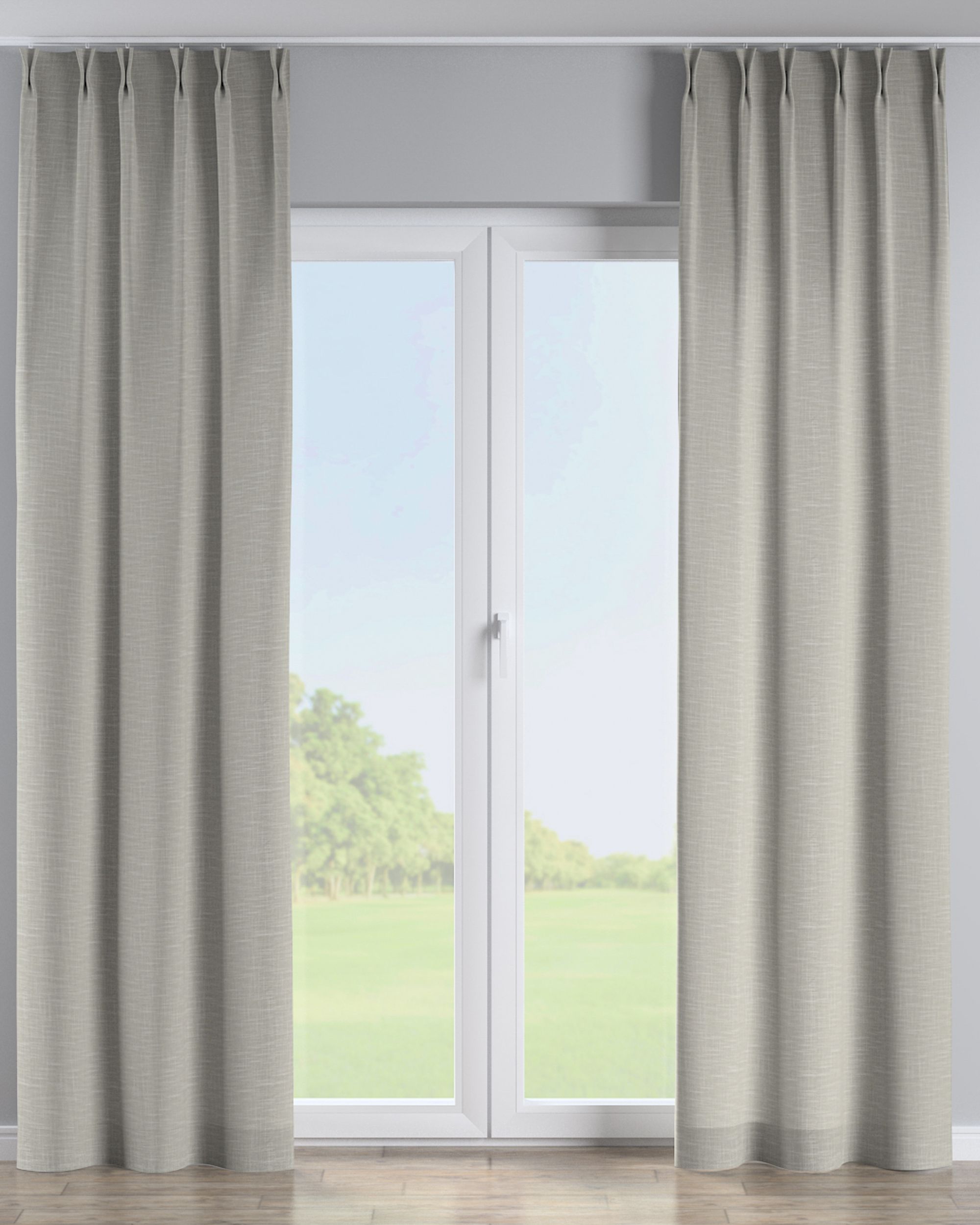 Double pinch pleat curtain product colour beige fabric structured