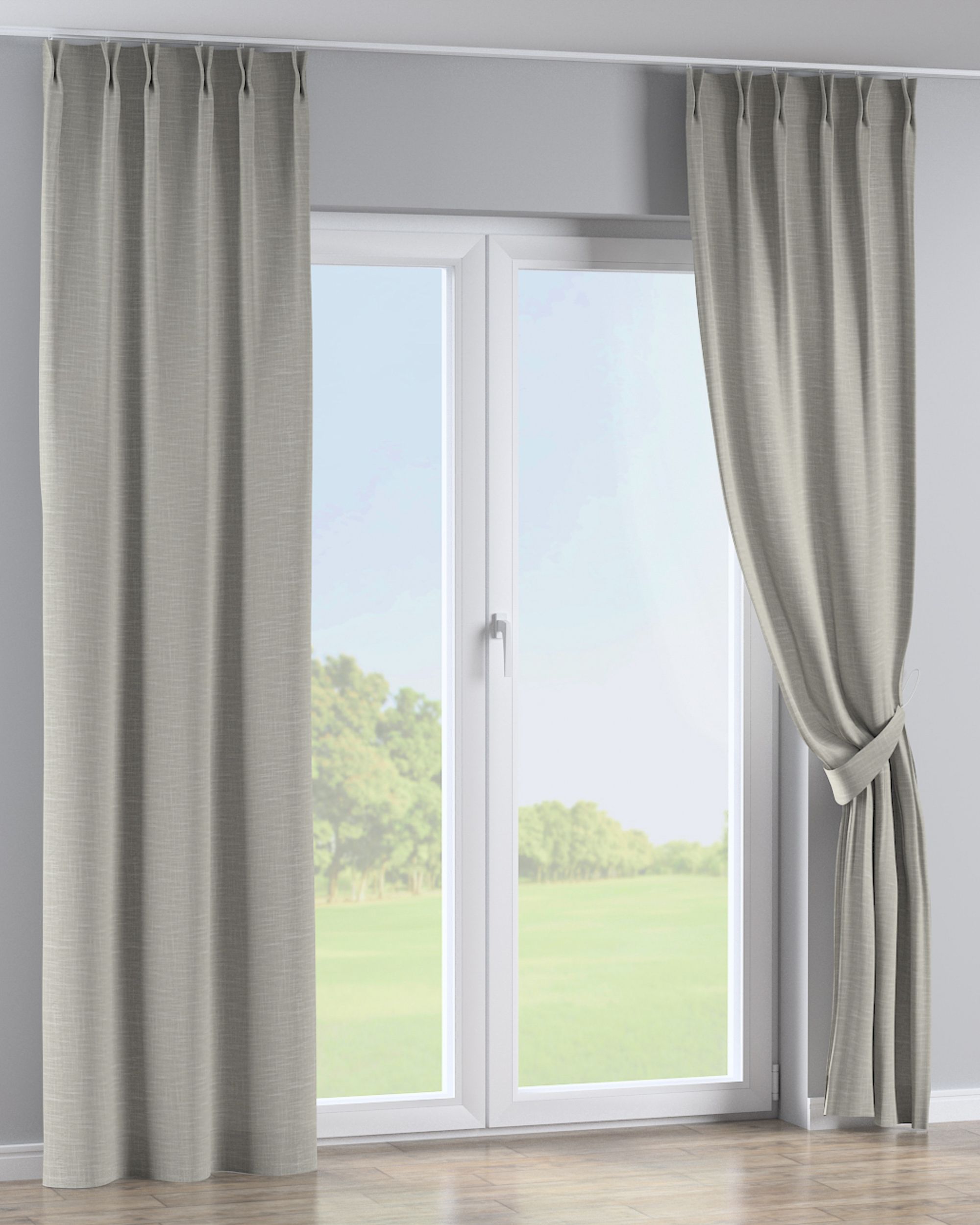 Double pinch pleat curtain product colour beige fabric structured (hover)
