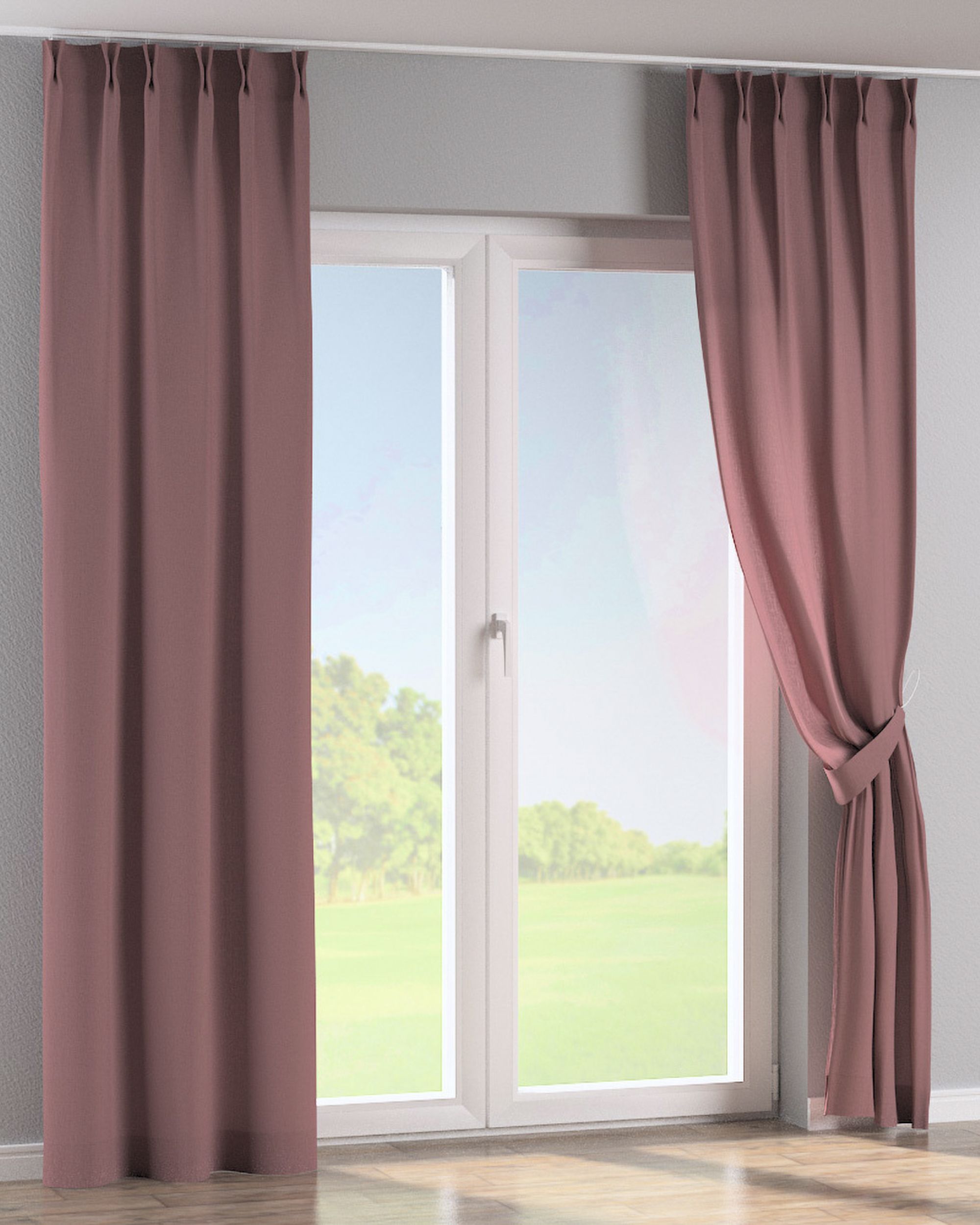 Double pinch pleat curtain product colour pink fabric semi-sheer, structured (hover)