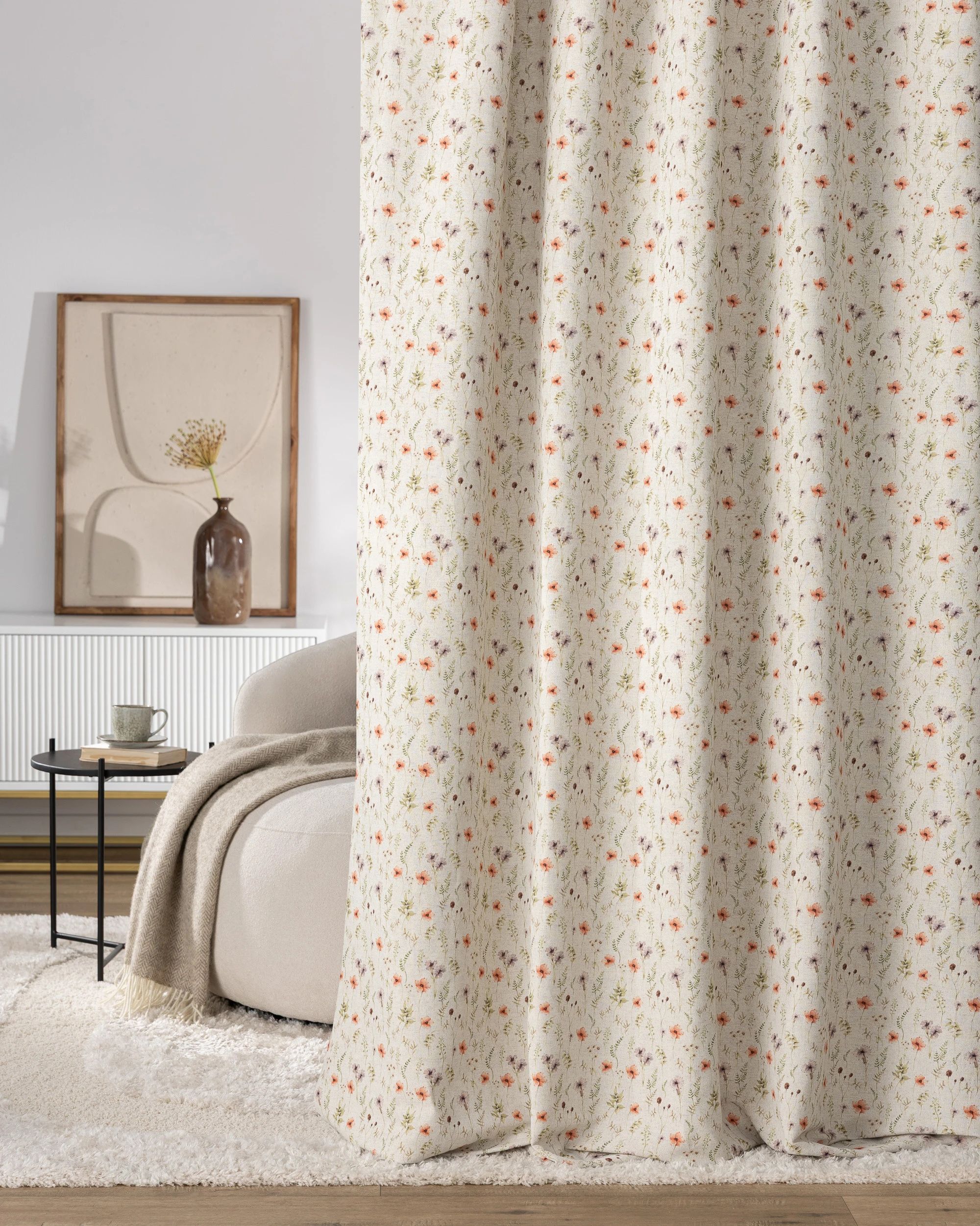 Double pinch pleat curtain product colour multicolour fabric structured, patterned (hover)