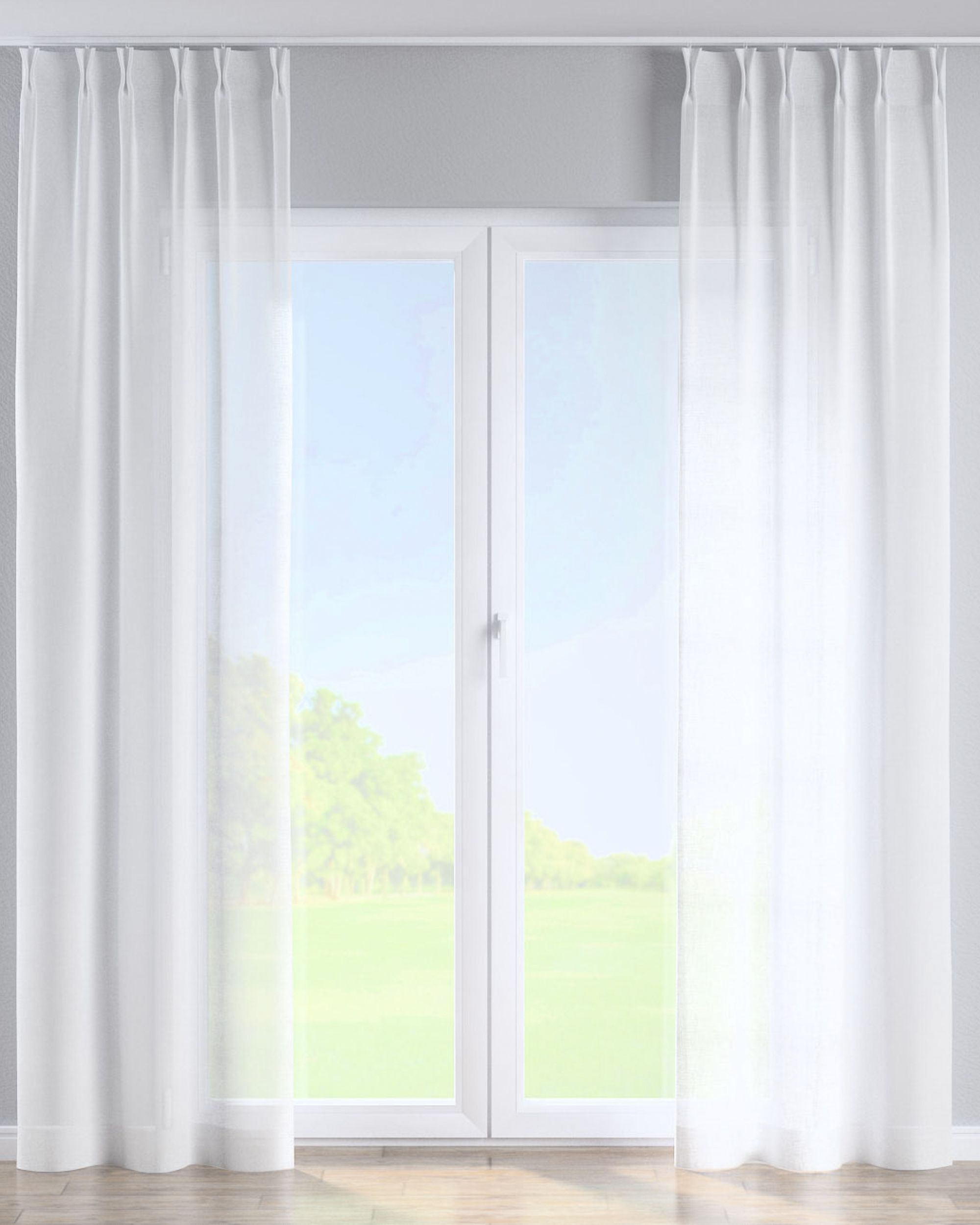 Double pinch pleat curtain product colour cream fabric semi-sheer, structured