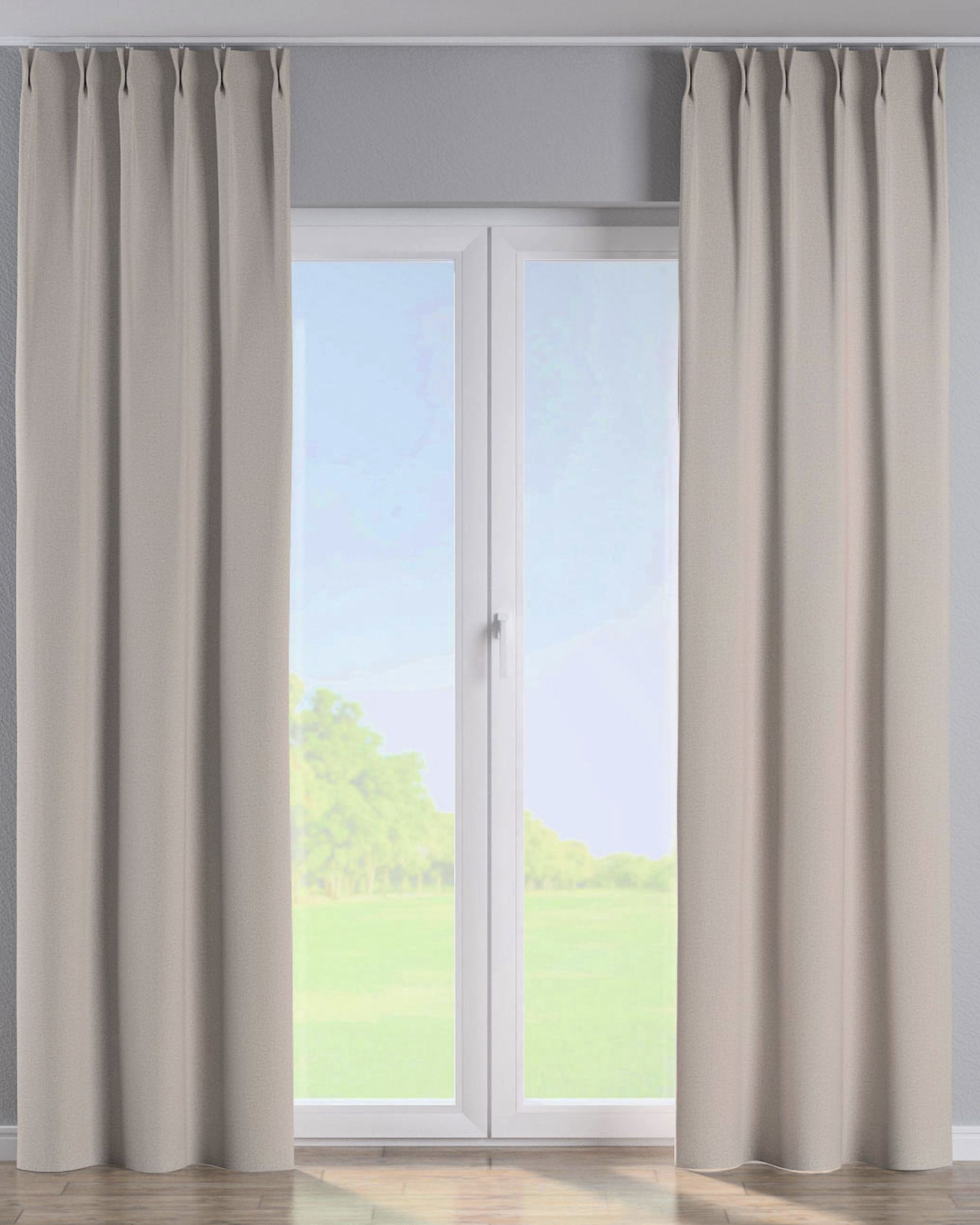 Double pinch pleat curtain product colour beige fabric blackout
