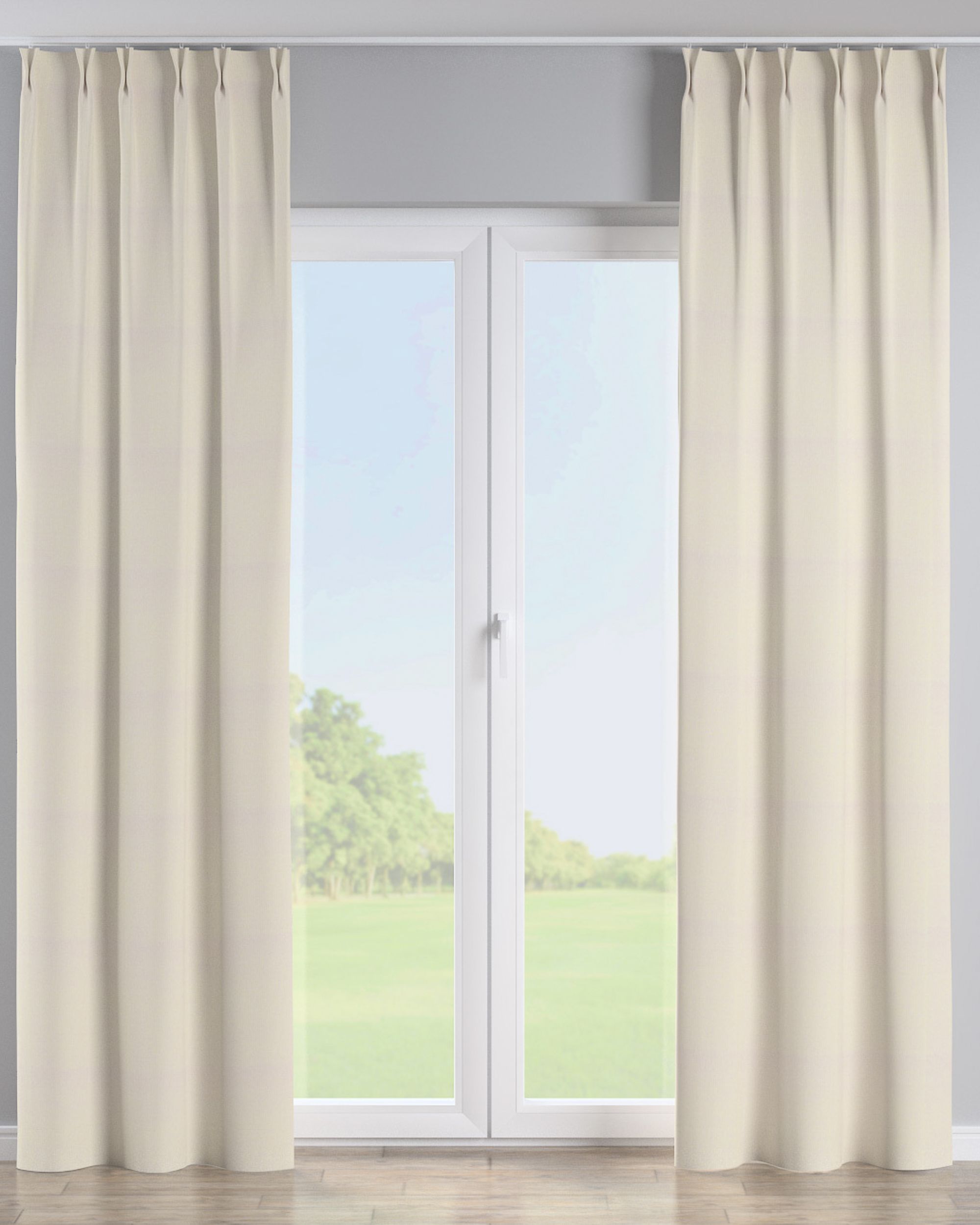 Double pinch pleat curtain product colour beige fabric blackout
