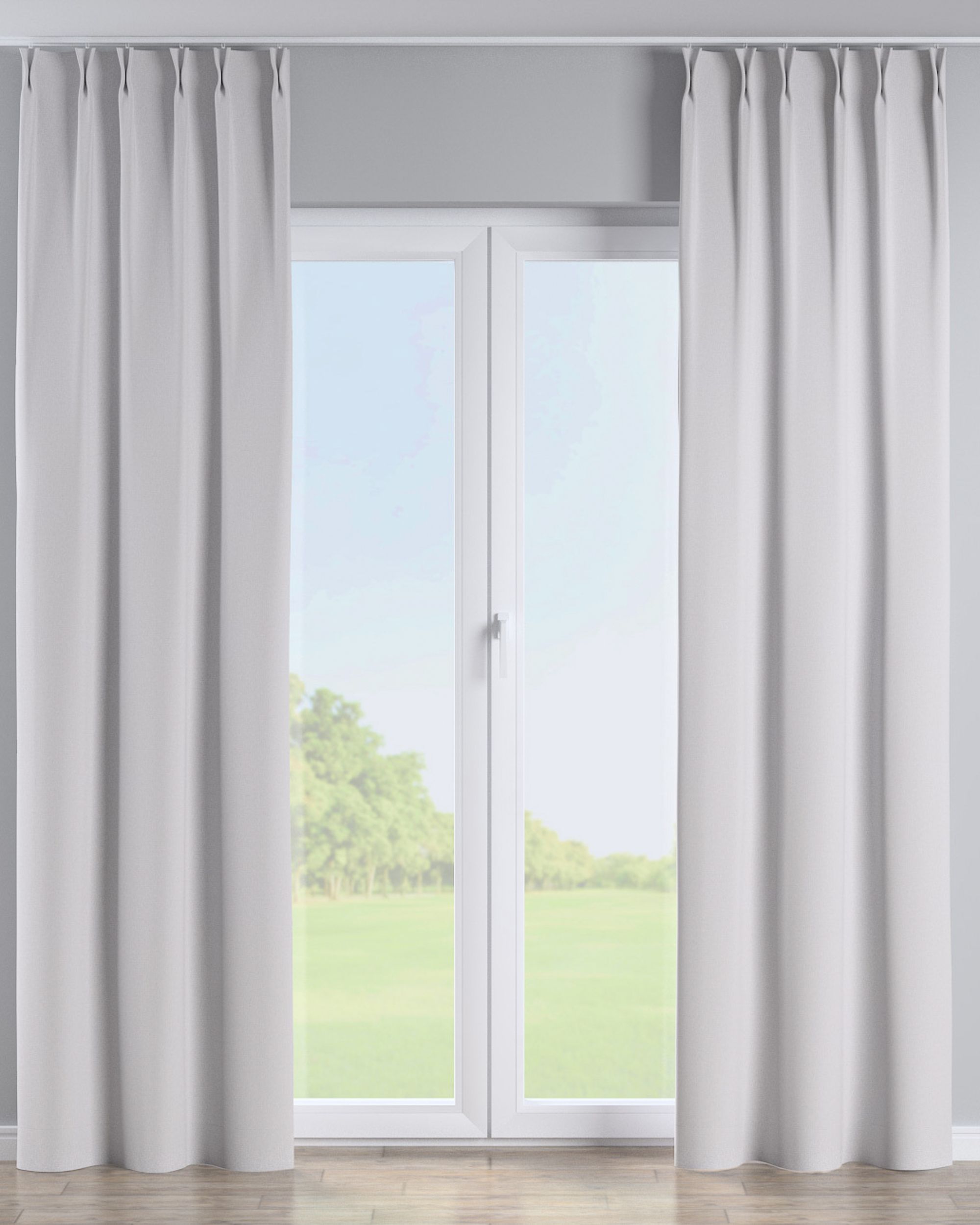 Double pinch pleat curtain product colour grey fabric blackout