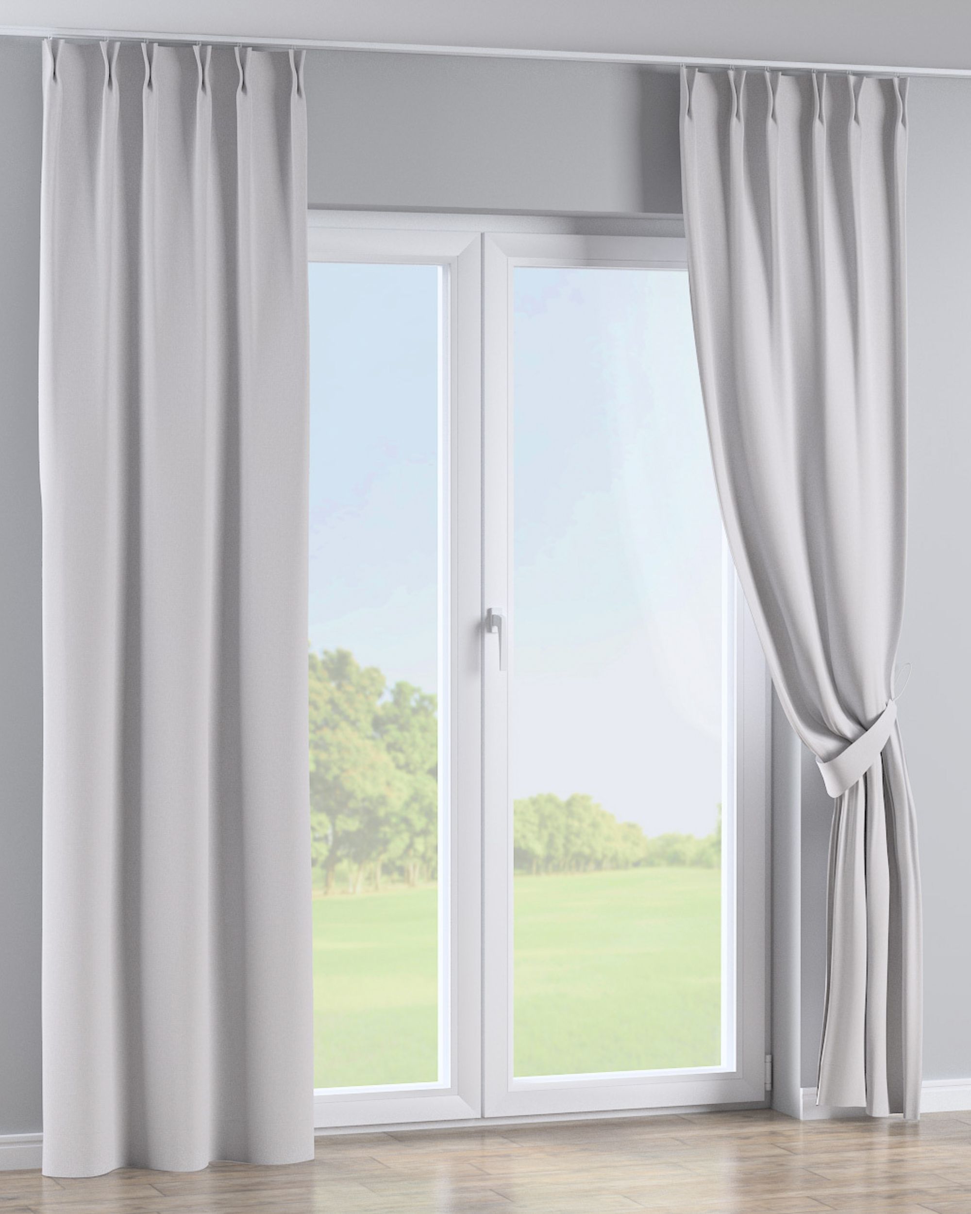 Double pinch pleat curtain product colour grey fabric blackout (hover)
