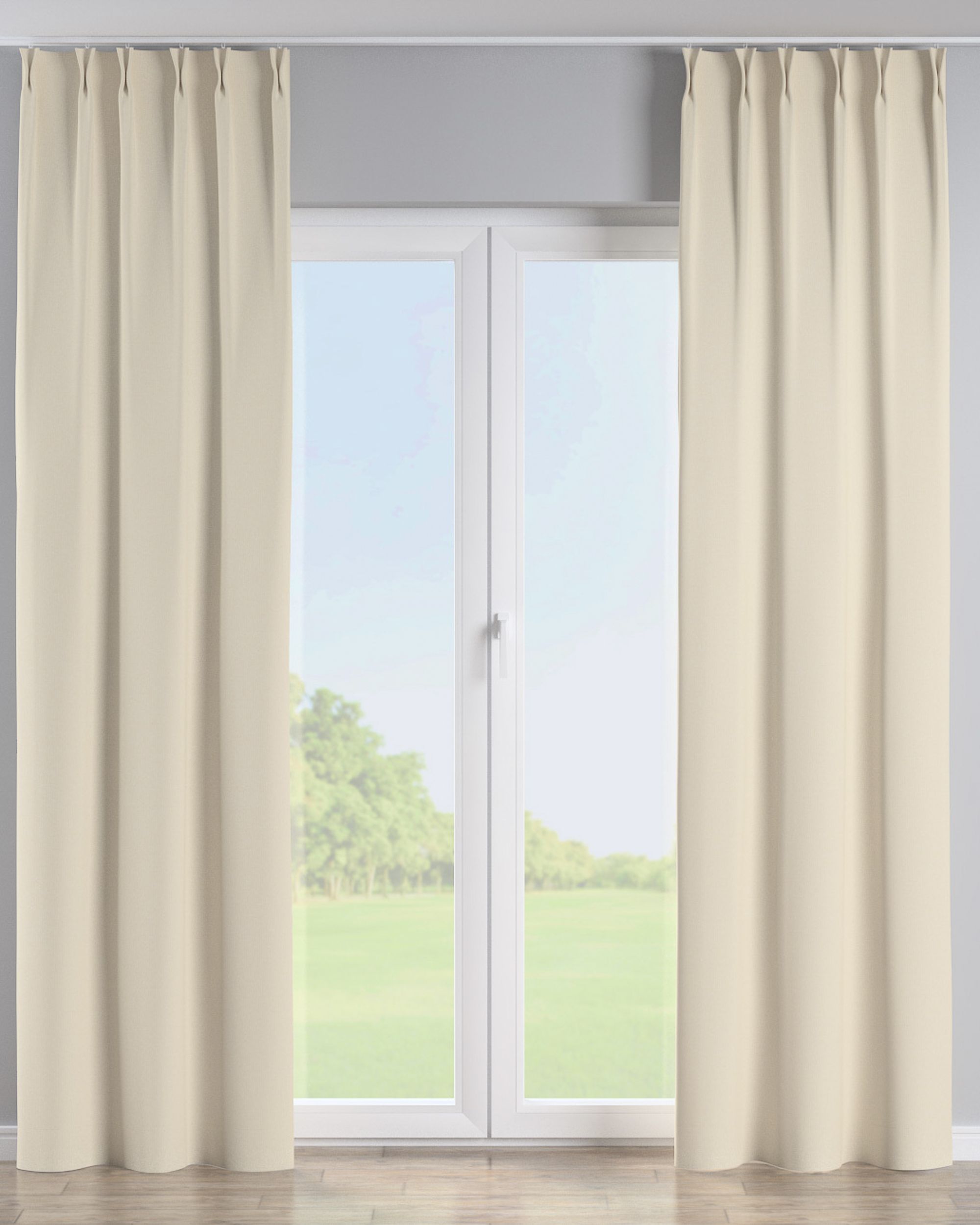 Double pinch pleat curtain product colour beige fabric blackout