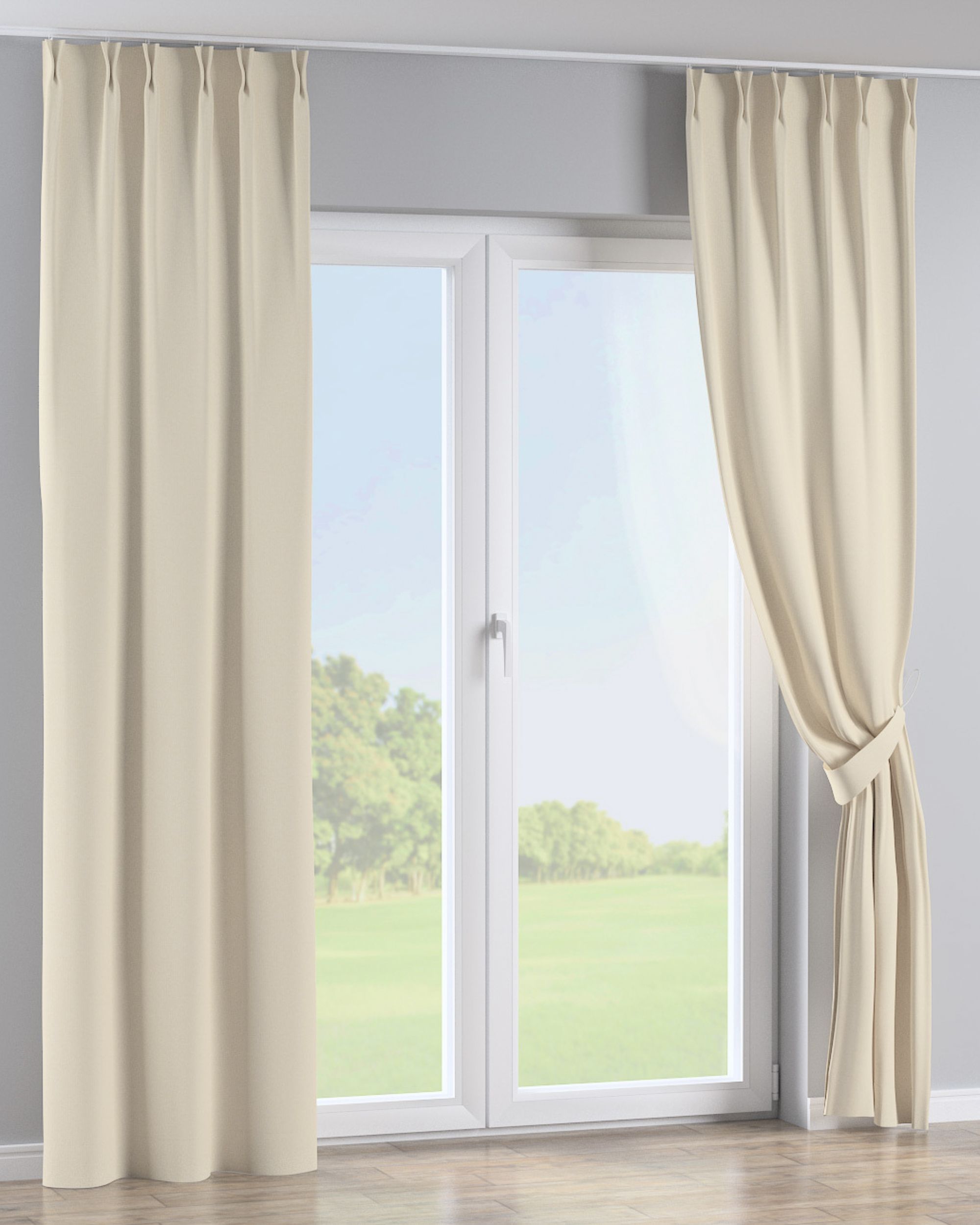 Double pinch pleat curtain product colour beige fabric blackout (hover)