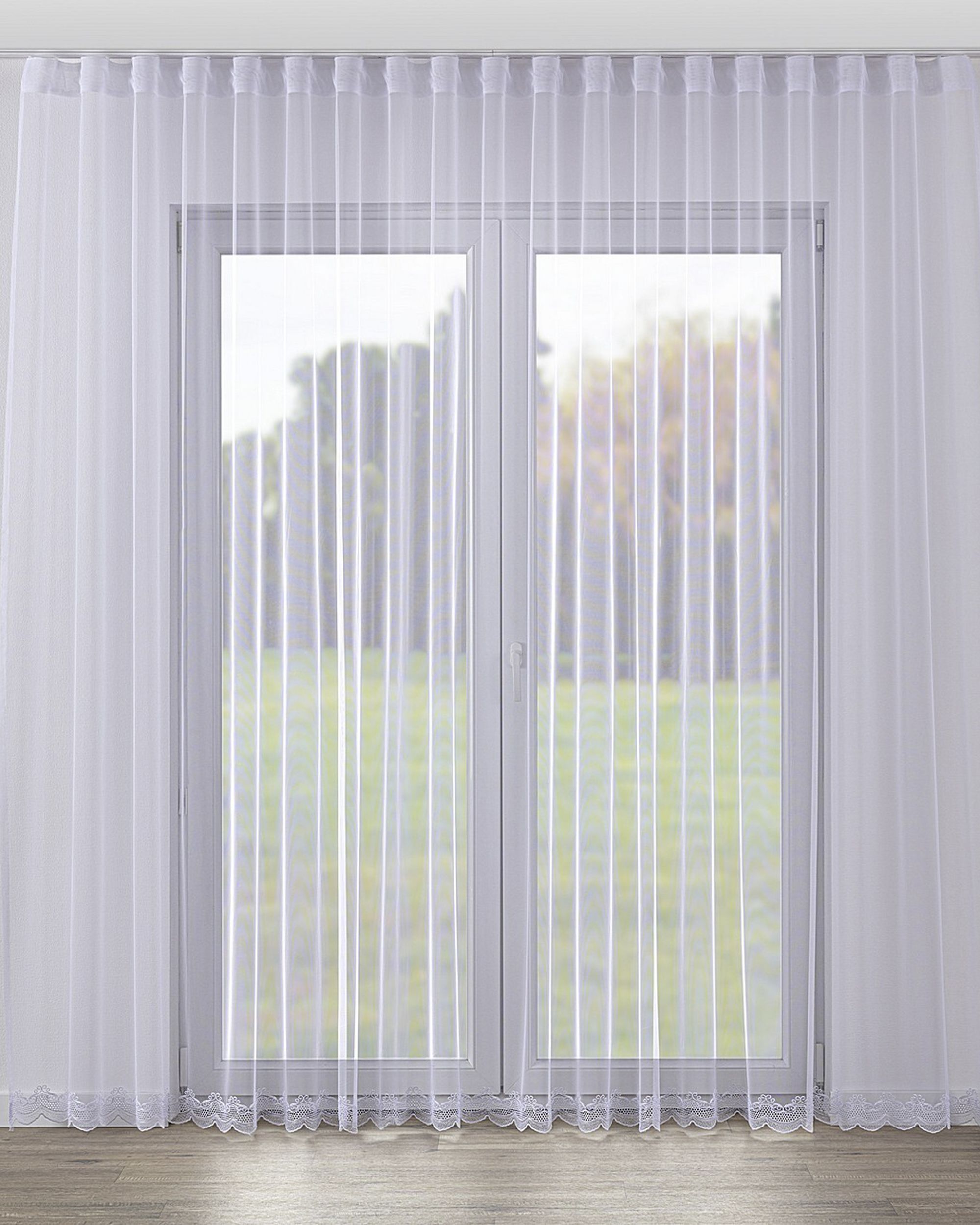 Wave net curtain product colour white fabric semi-sheer, structured, patterned