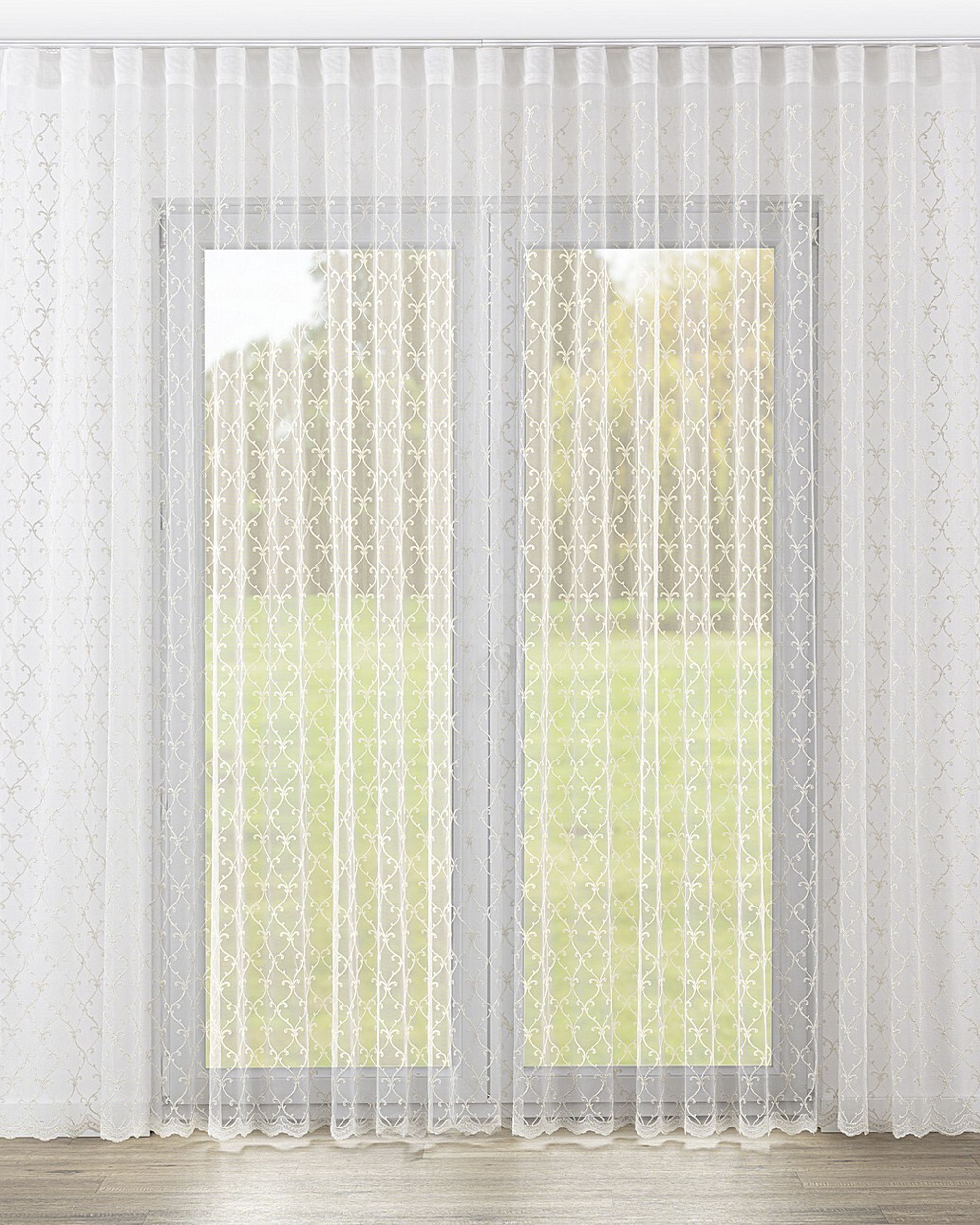 Wave net curtain product colour cream fabric semi-sheer, gloss, structured, patterned