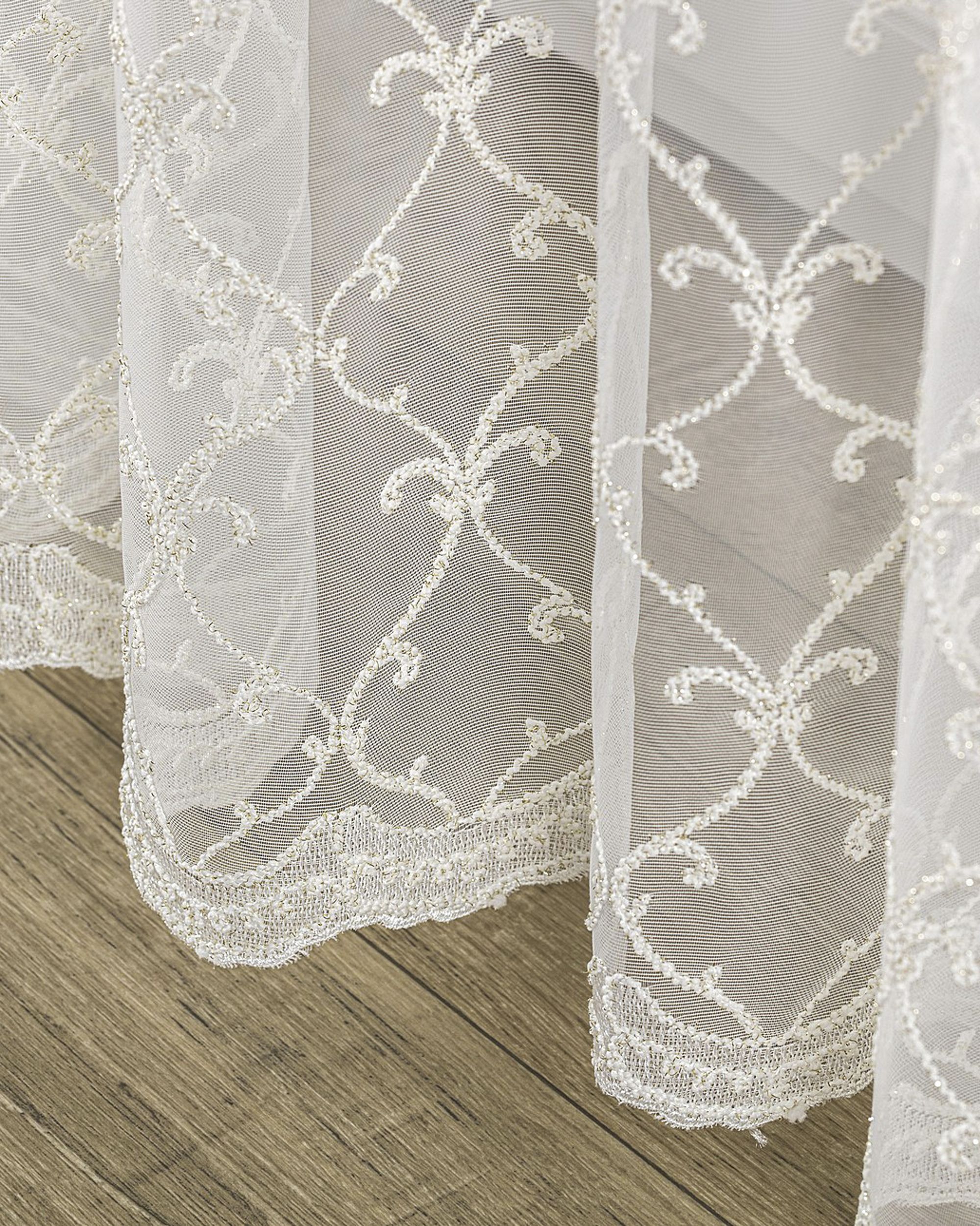 Wave net curtain product colour cream fabric semi-sheer, gloss, structured, patterned (hover)