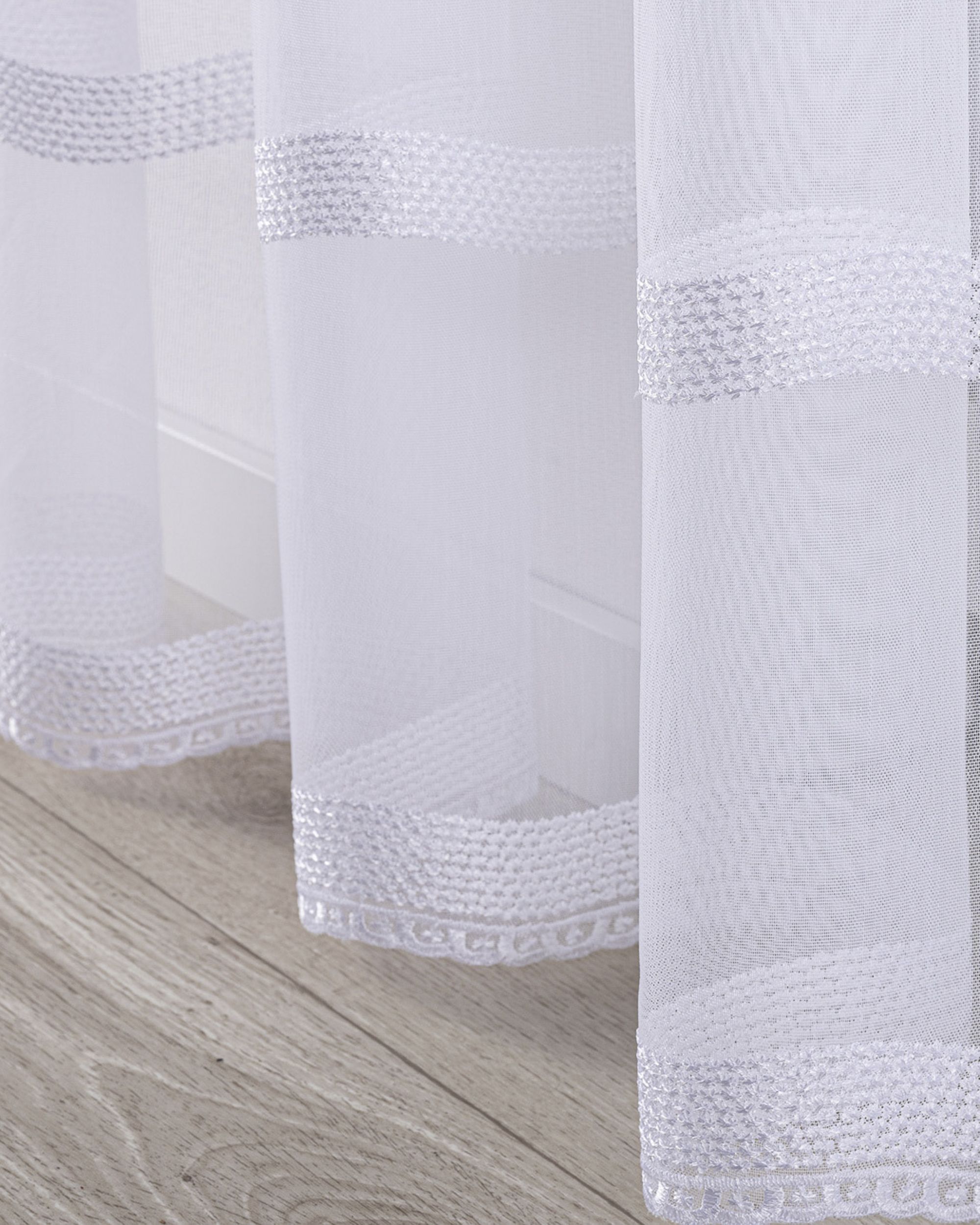 Wave net curtain product colour white fabric semi-sheer, structured, patterned (hover)