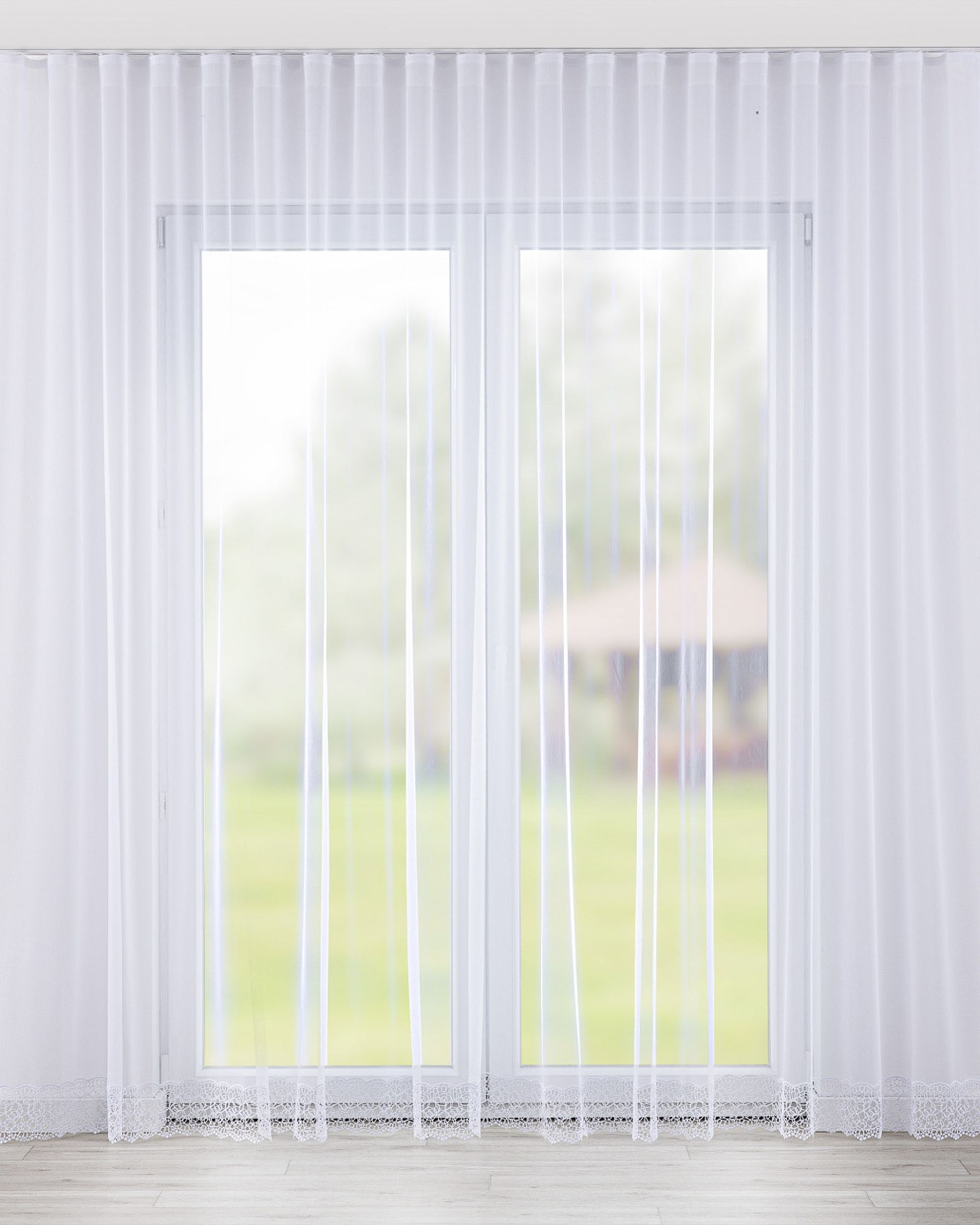 Wave net curtain product colour white fabric semi-sheer, structured, patterned