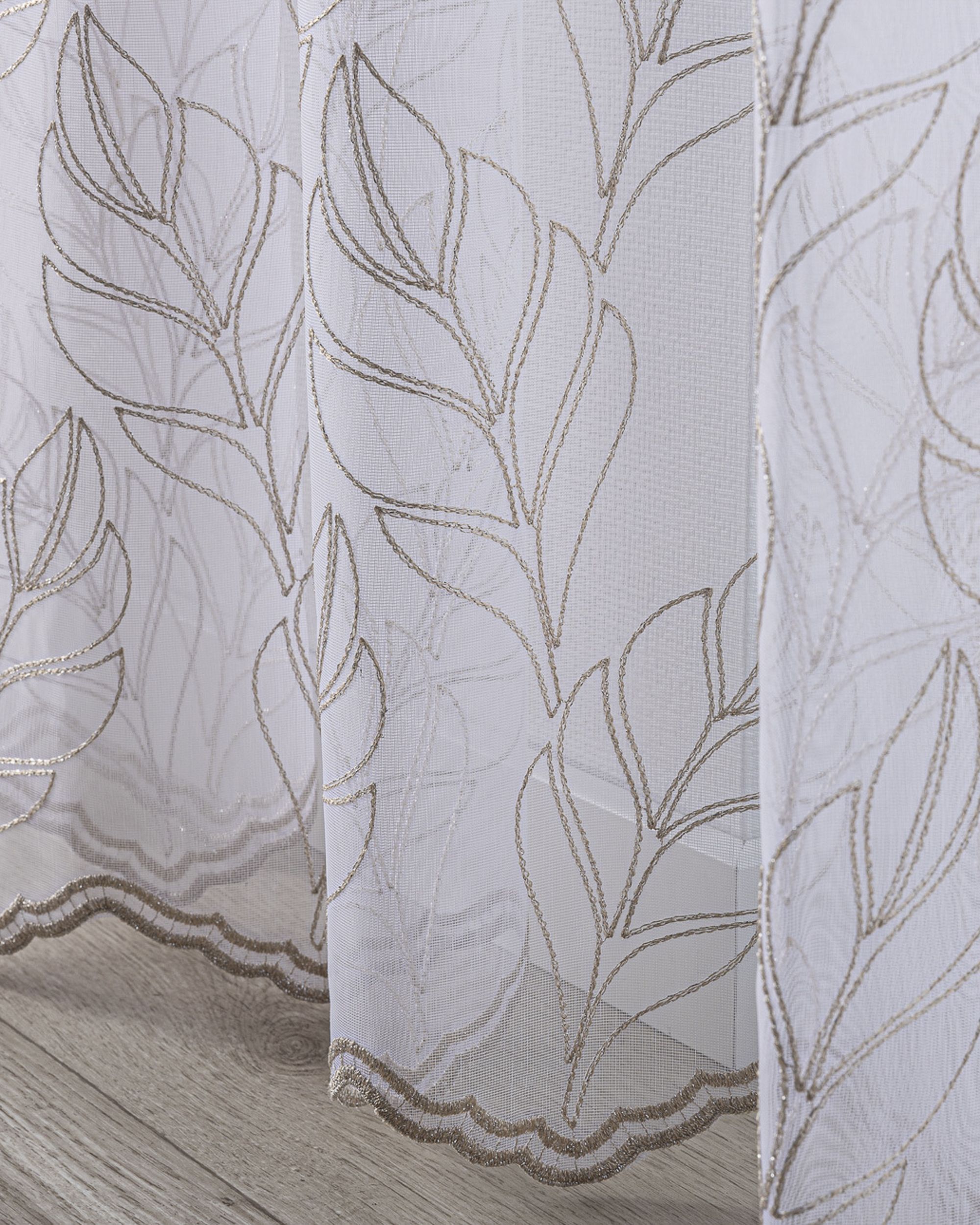 Wave net curtain product colour white fabric semi-sheer, structured, patterned (hover)