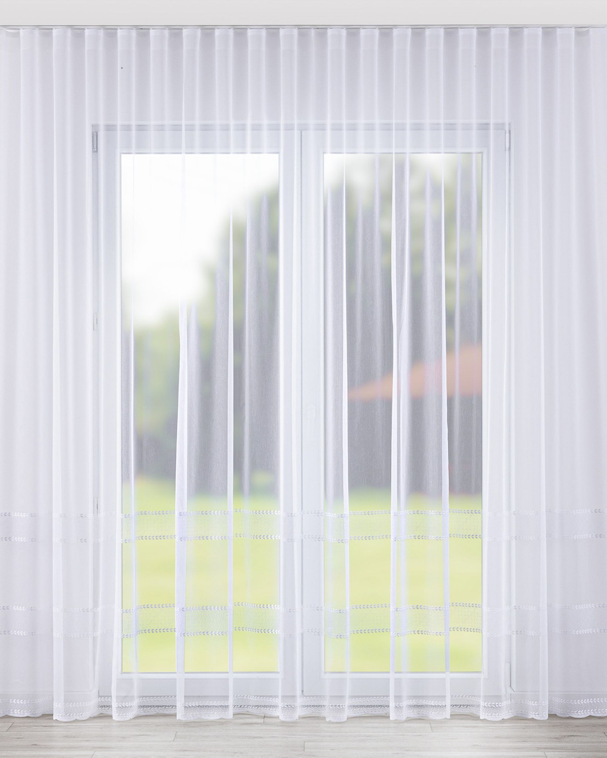 Wave net curtain product colour white fabric semi-sheer, structured, patterned