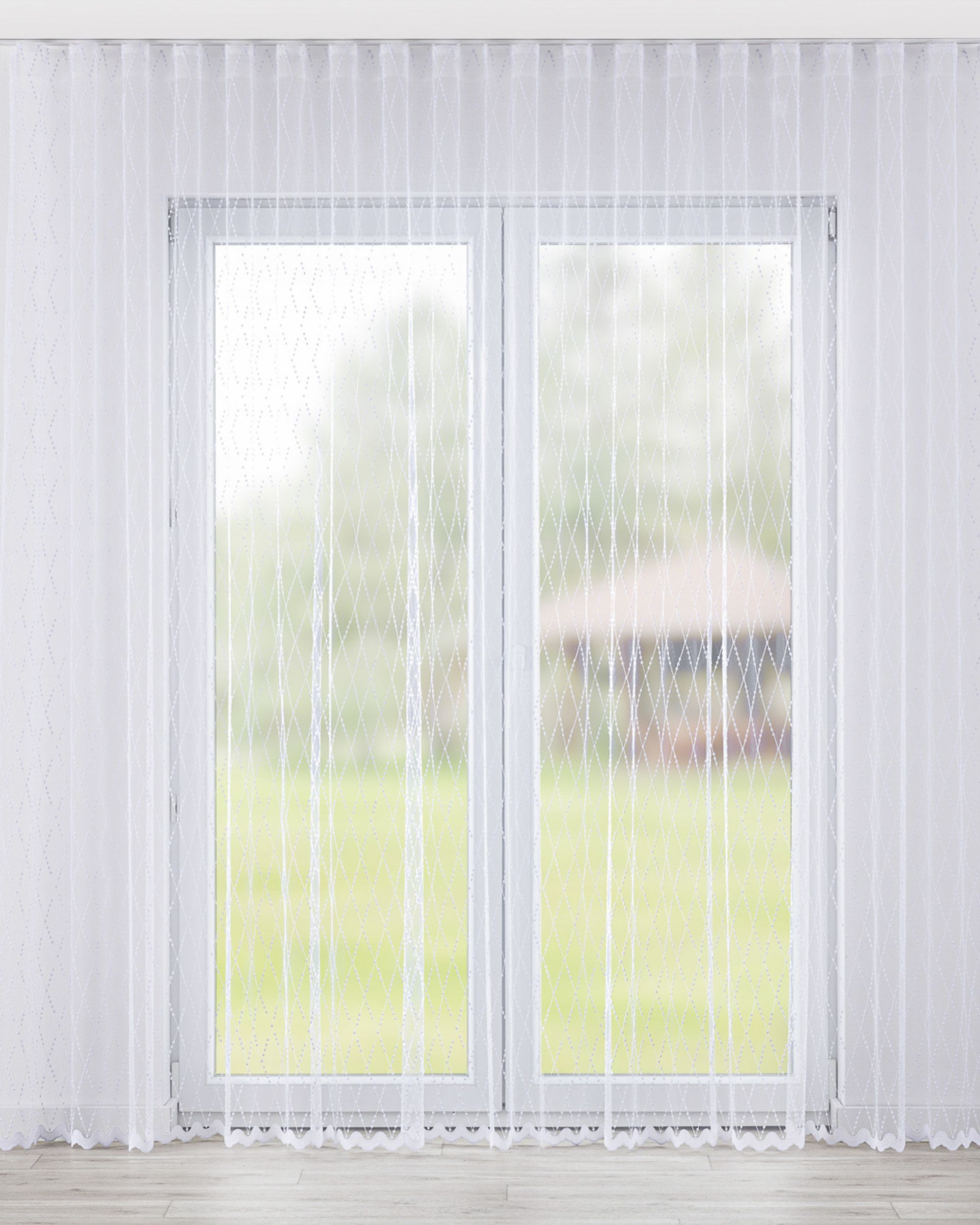 Wave net curtain product colour white fabric semi-sheer, structured, patterned