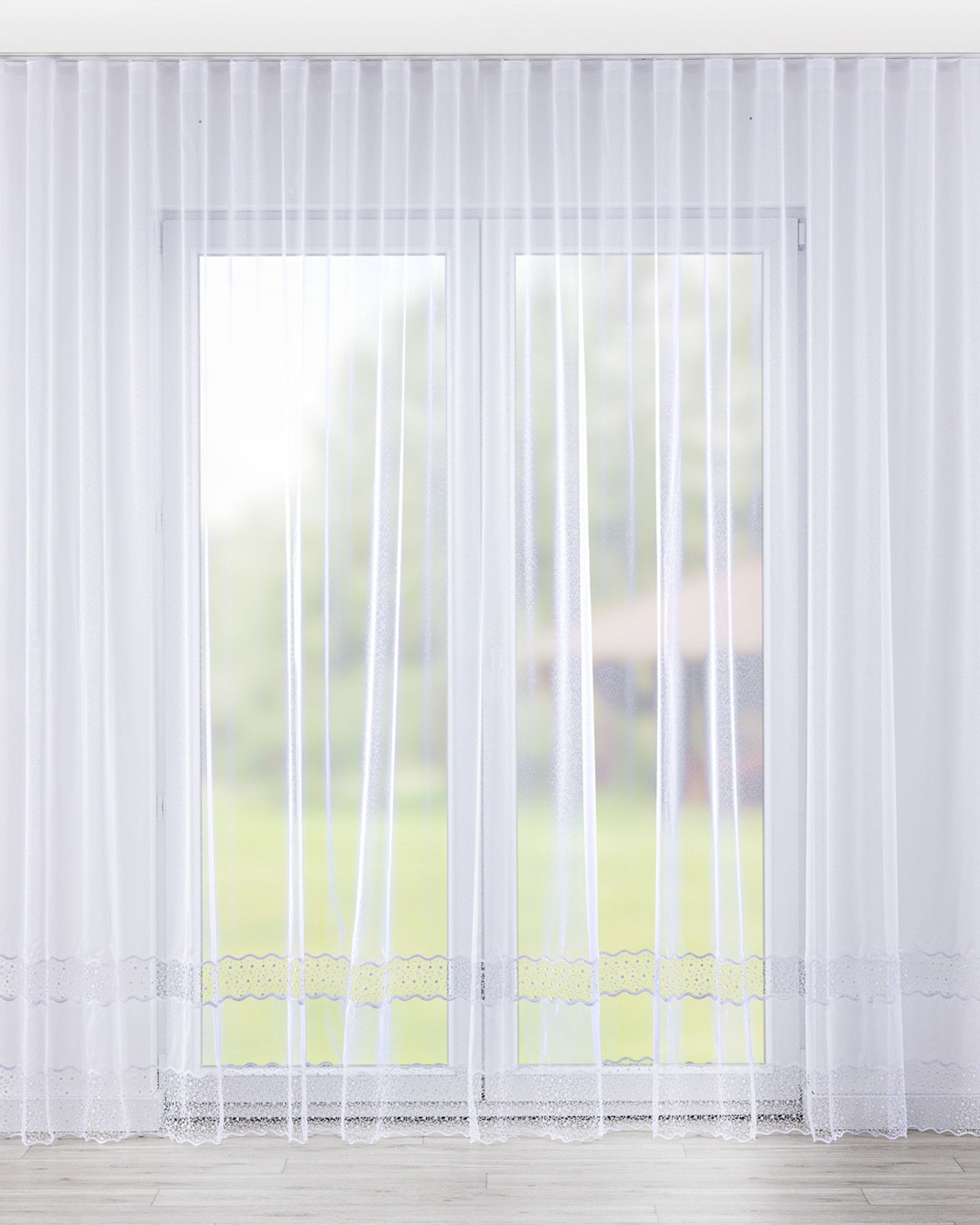 Wave net curtain product colour white fabric semi-sheer, structured, patterned