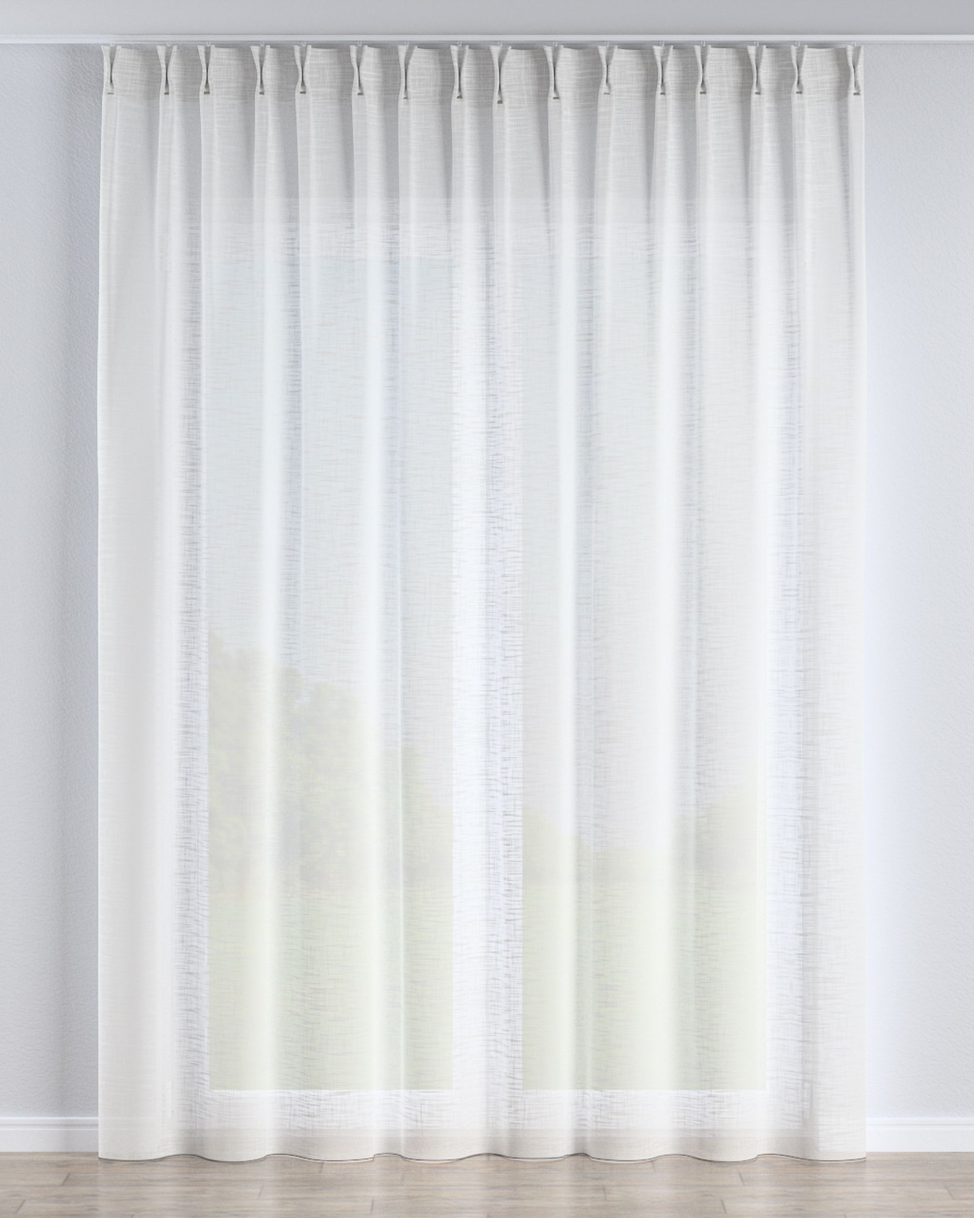 Net curtain with double pinch pleat product colour cream fabric semi-sheer, structured