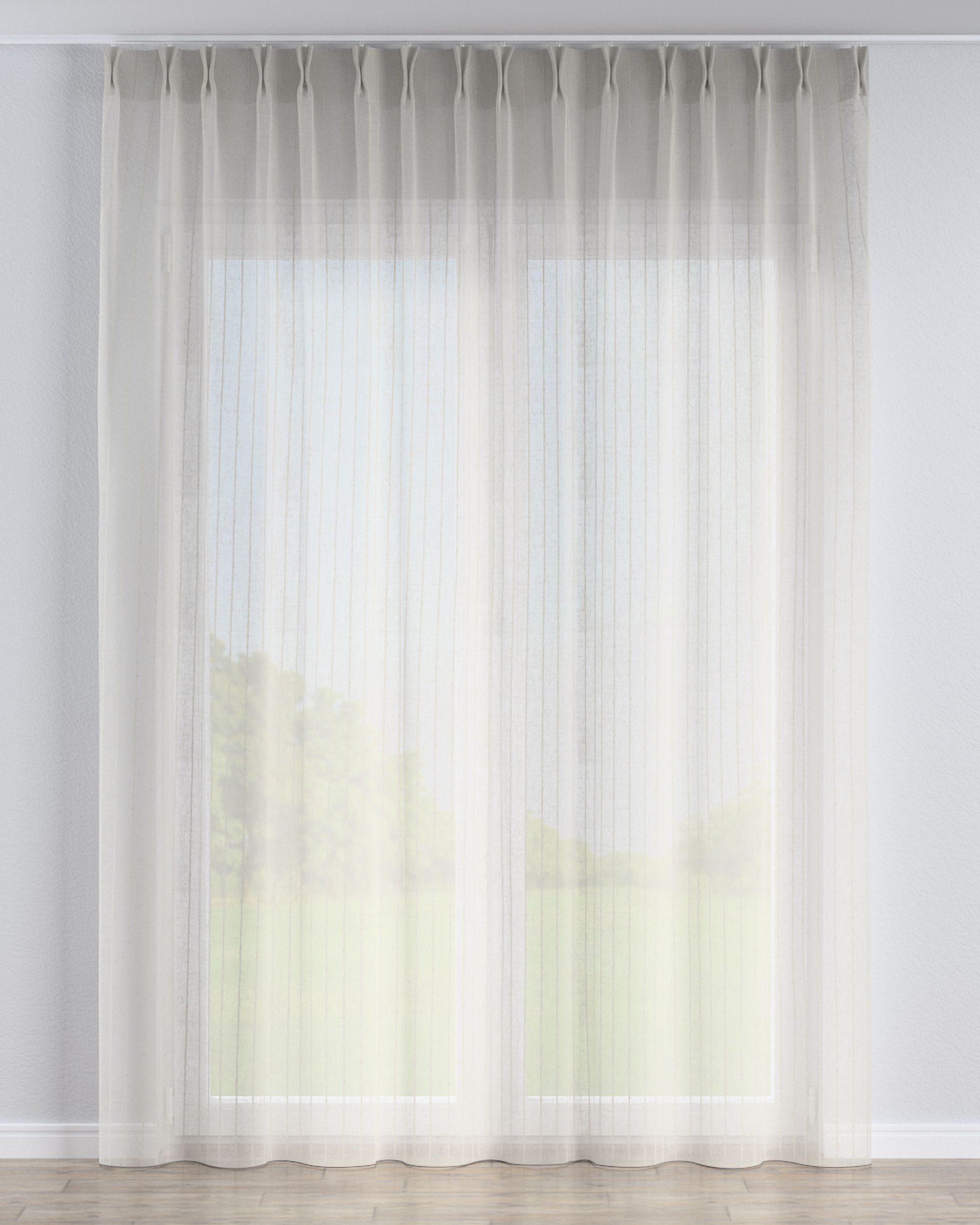 Net curtain with double pinch pleat product colour beige fabric semi-sheer, structured, patterned