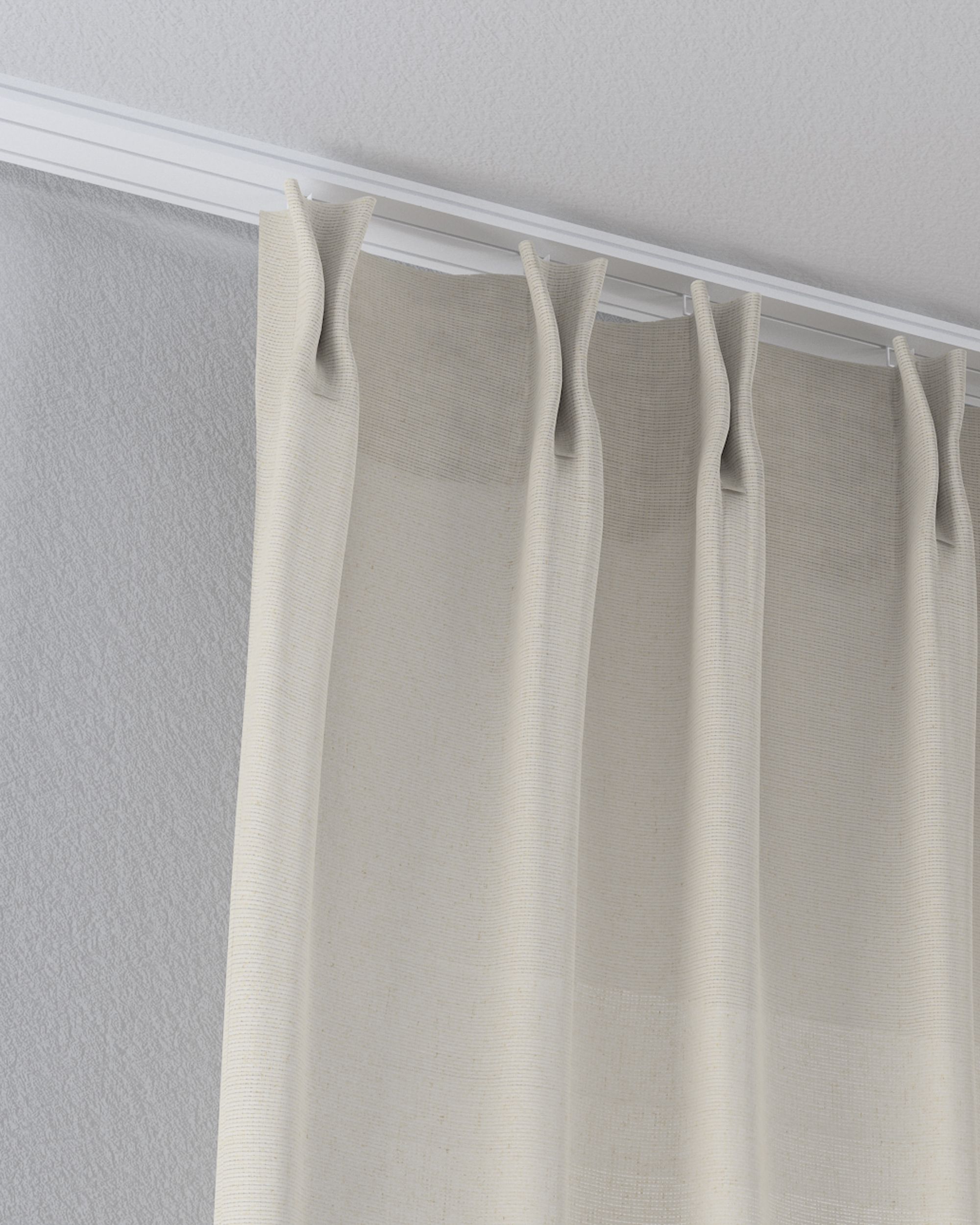 Net curtain with double pinch pleat product colour beige fabric semi-sheer, structured (hover)