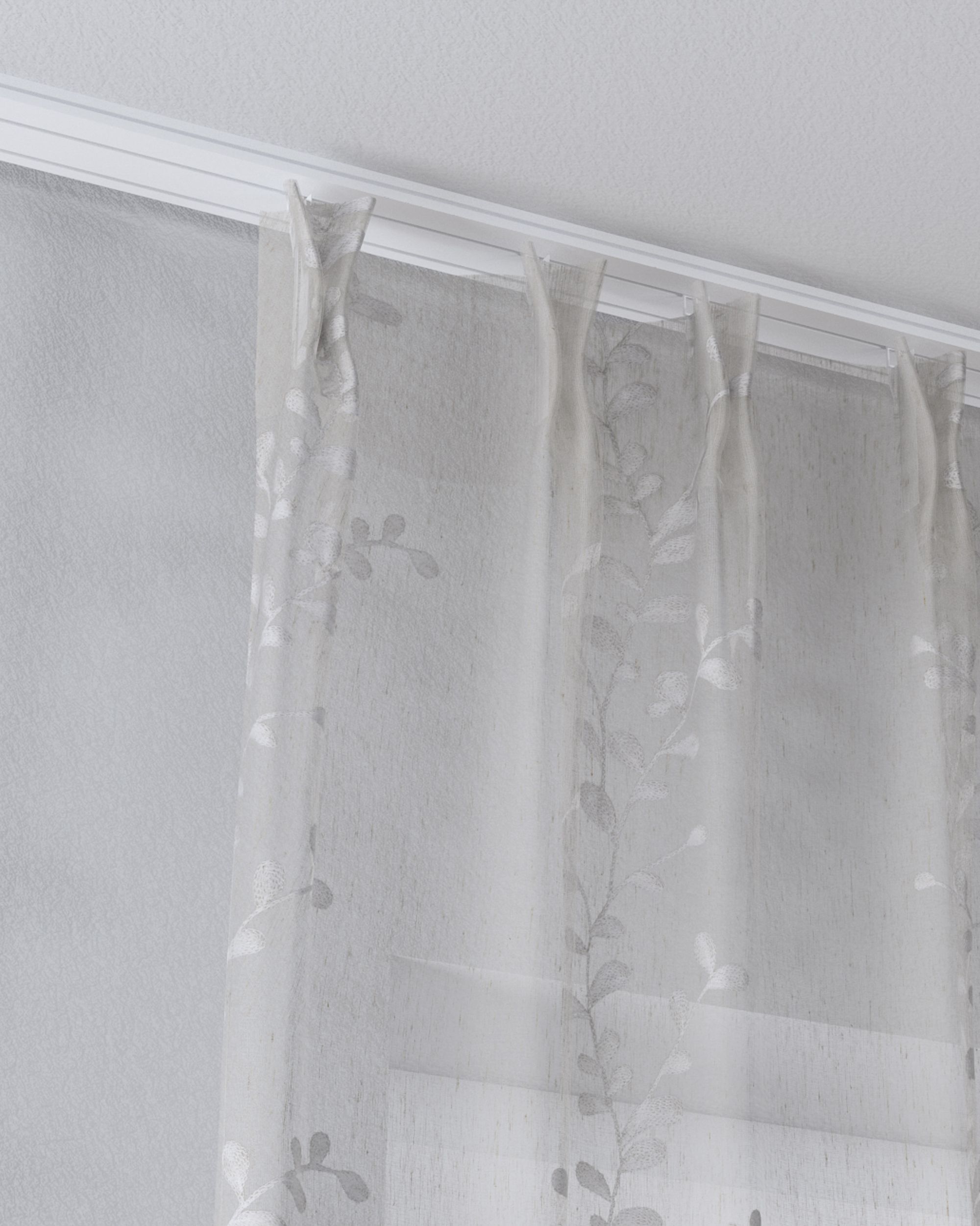 Net curtain with double pinch pleat product colour cream fabric semi-sheer, structured (hover)