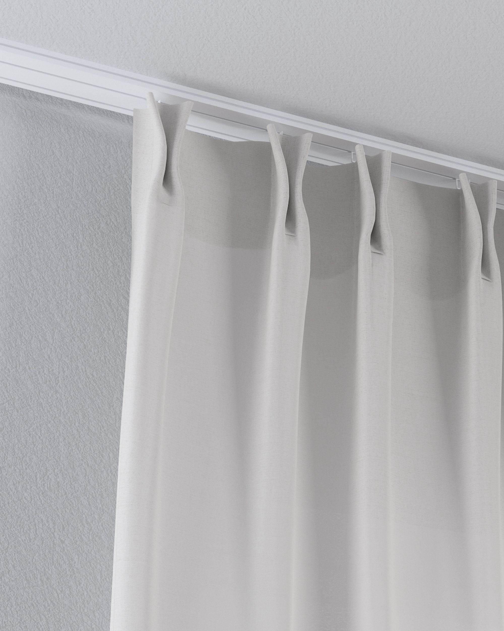 Net curtain with double pinch pleat product colour cream fabric semi-sheer, structured (hover)