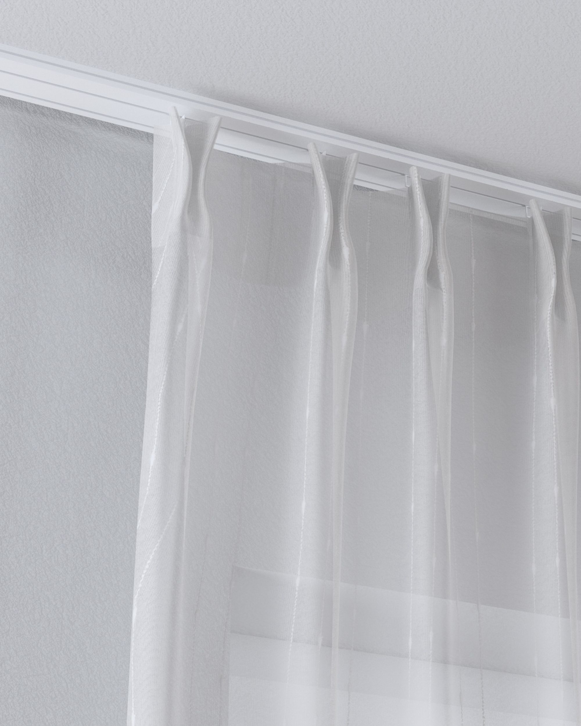 Net curtain with double pinch pleat product colour cream fabric semi-sheer, structured, patterned (hover)