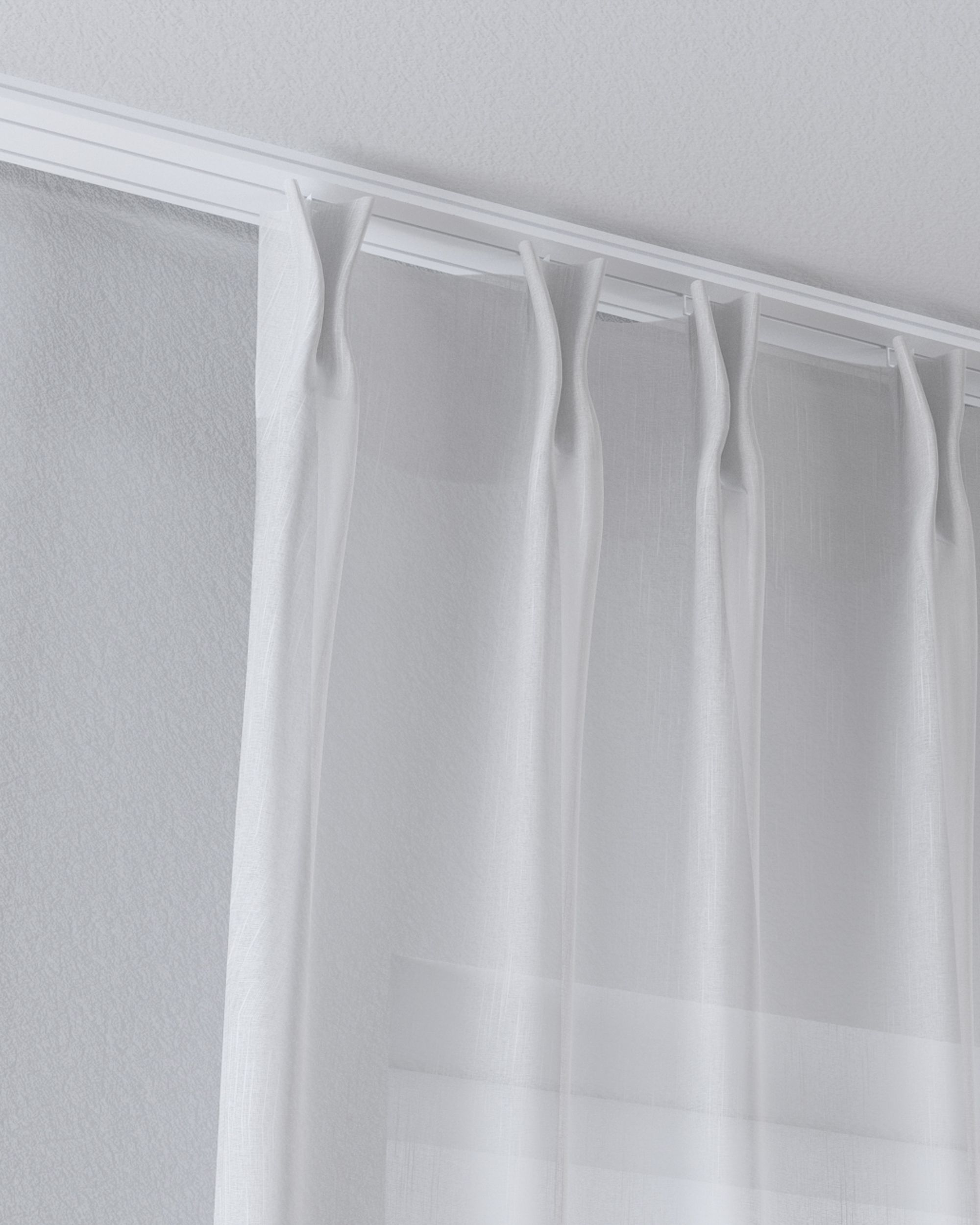 Net curtain with double pinch pleat product colour cream fabric semi-sheer, structured, patterned (hover)