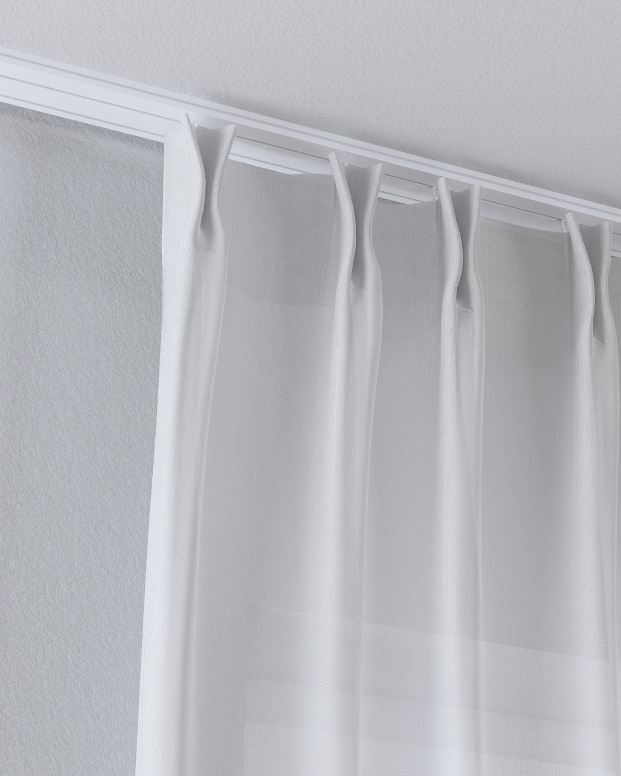 Net curtain with double pinch pleat product colour cream fabric semi-sheer, structured, patterned (hover)