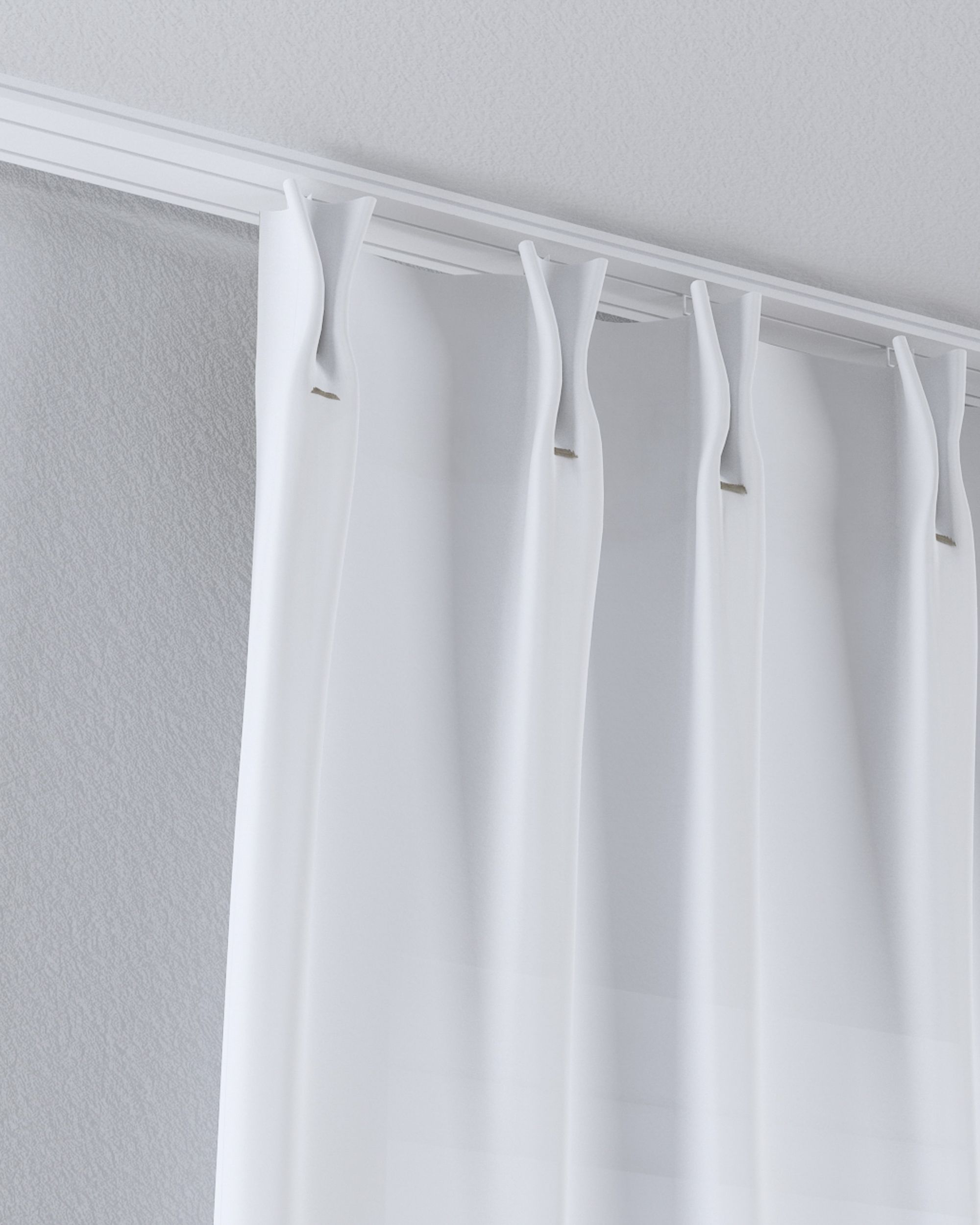 Net curtain with double pinch pleat product colour white fabric semi-sheer, structured (hover)