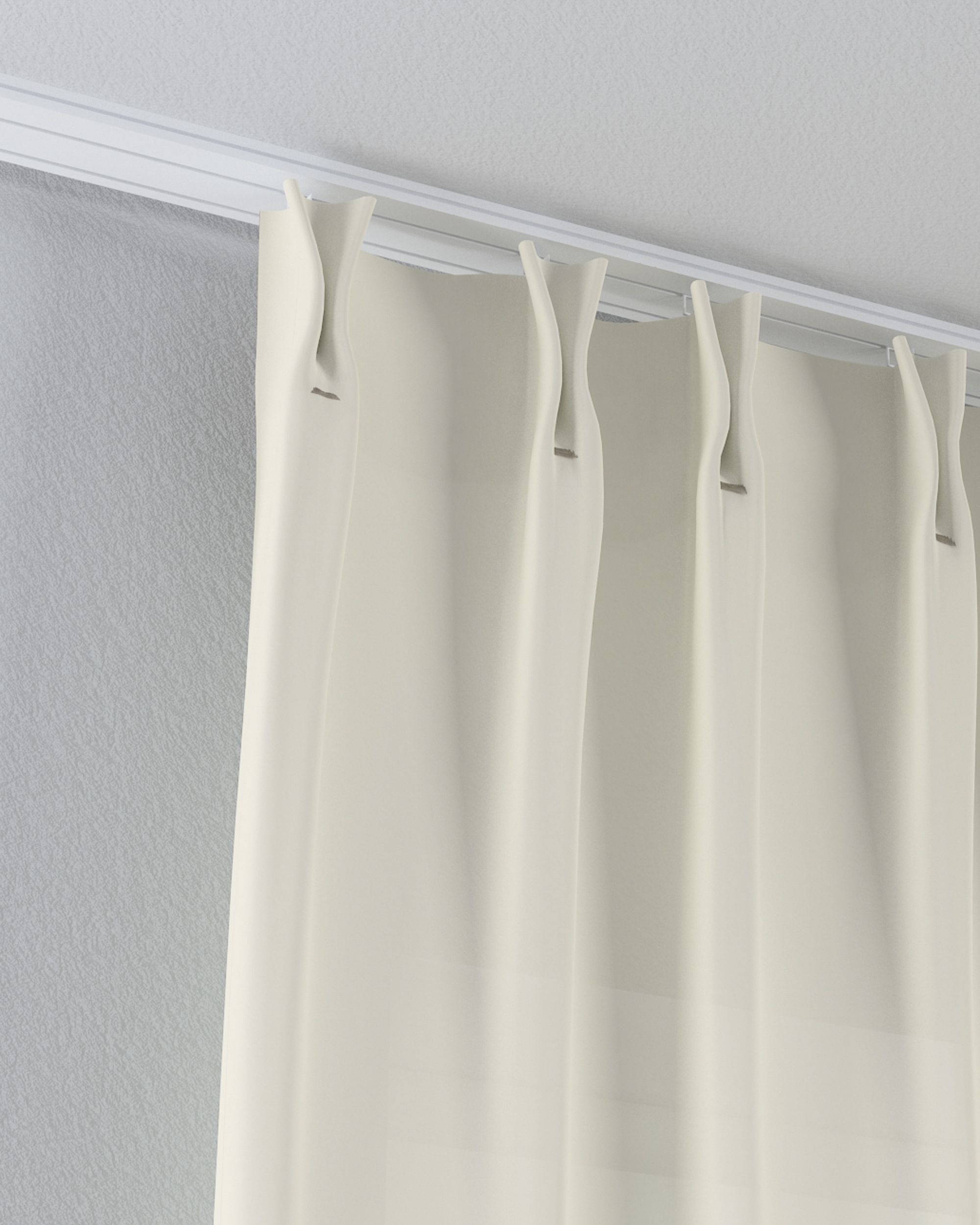 Net curtain with double pinch pleat product colour cream fabric semi-sheer, structured (hover)