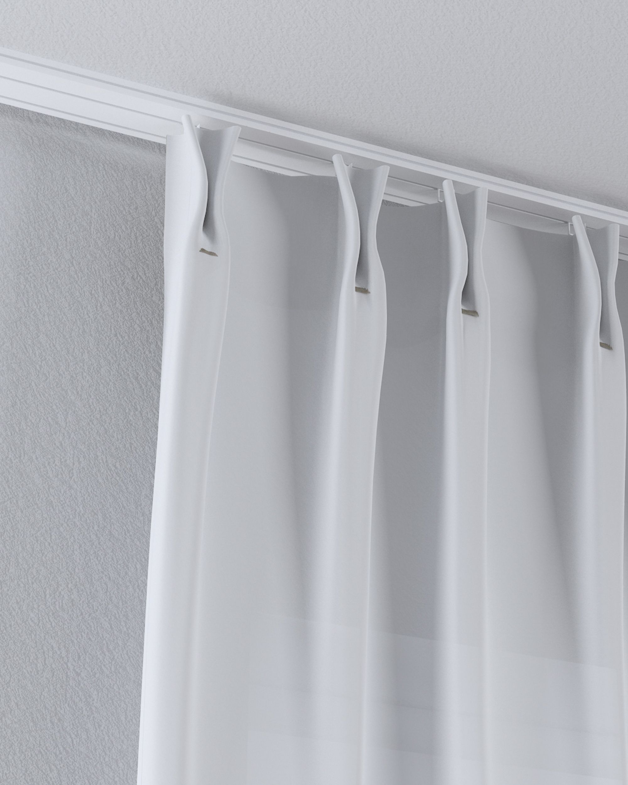 Net curtain with double pinch pleat product colour white fabric semi-sheer, structured (hover)