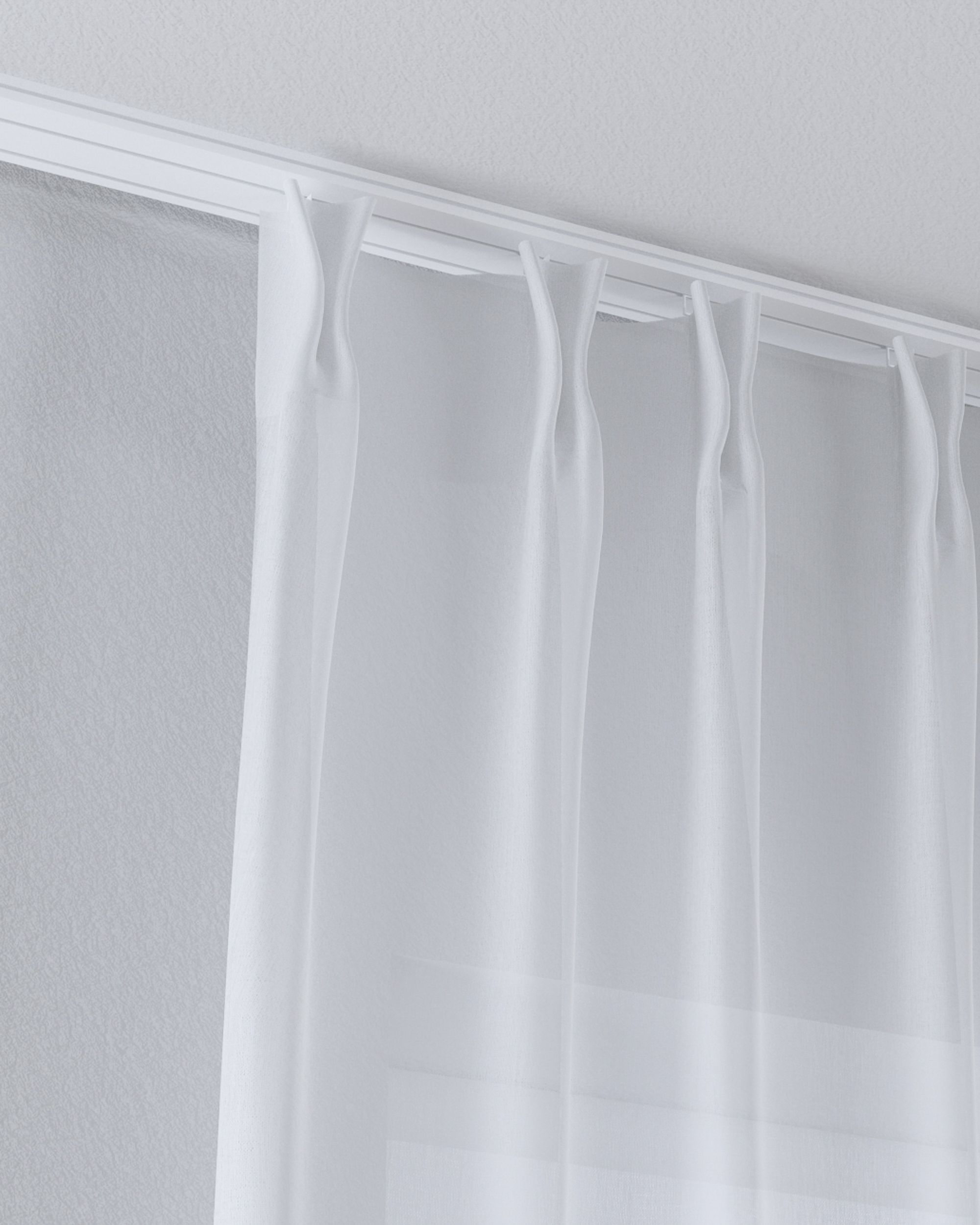 Net curtain with double pinch pleat product colour white fabric semi-sheer, structured (hover)