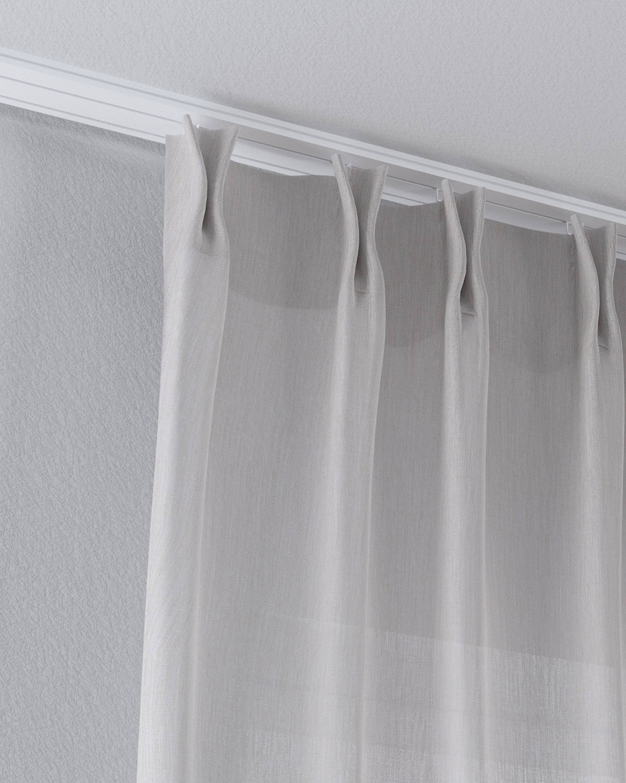 Net curtain with double pinch pleat product colour beige fabric semi-sheer, structured (hover)