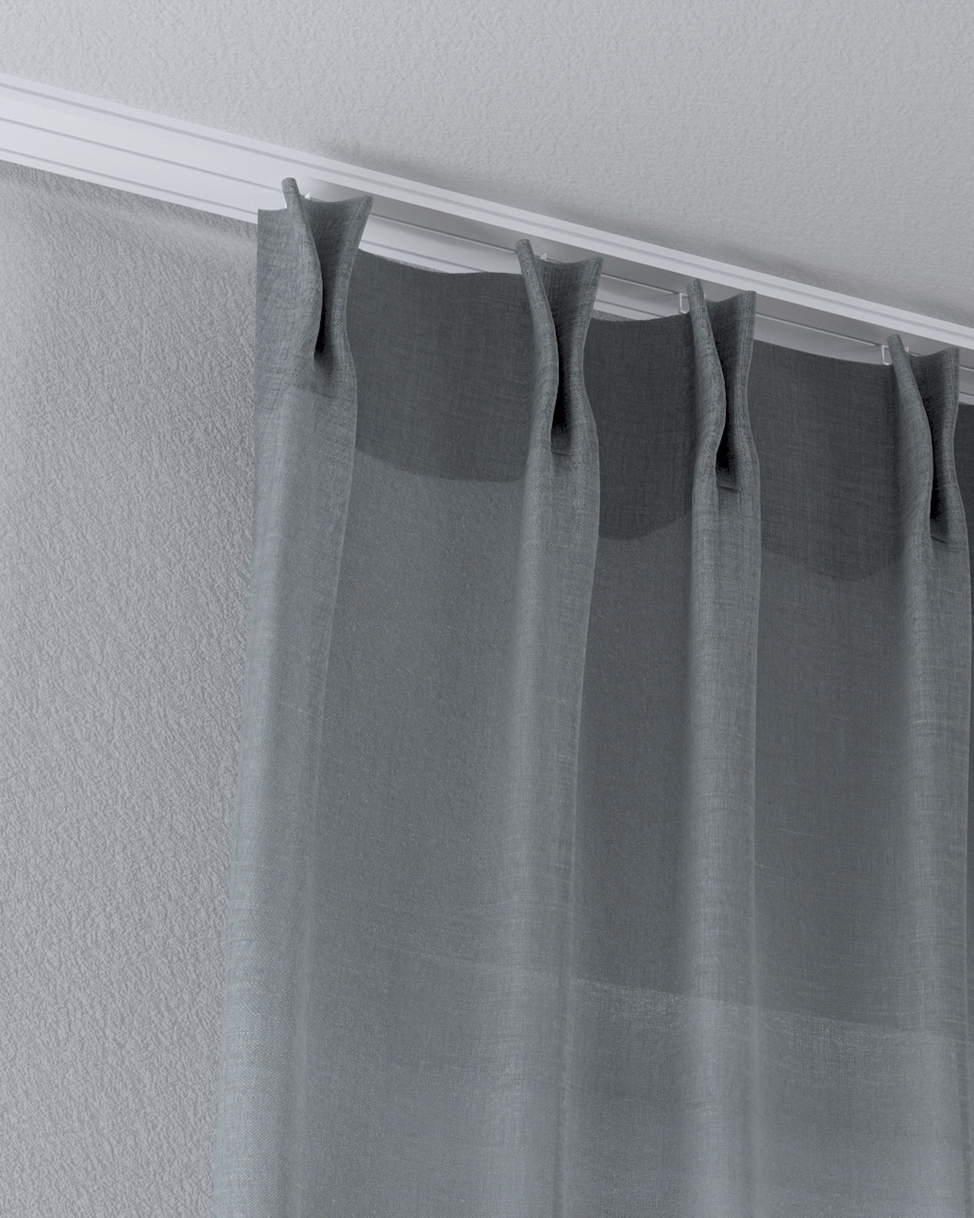 Net curtain with double pinch pleat product colour green fabric semi-sheer, structured (hover)