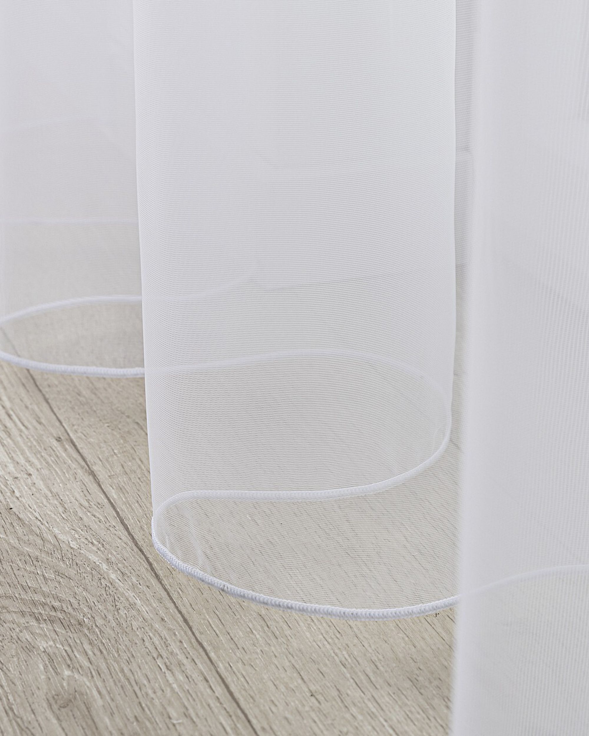 Net curtain with double pinch pleat product colour white fabric semi-sheer (hover)