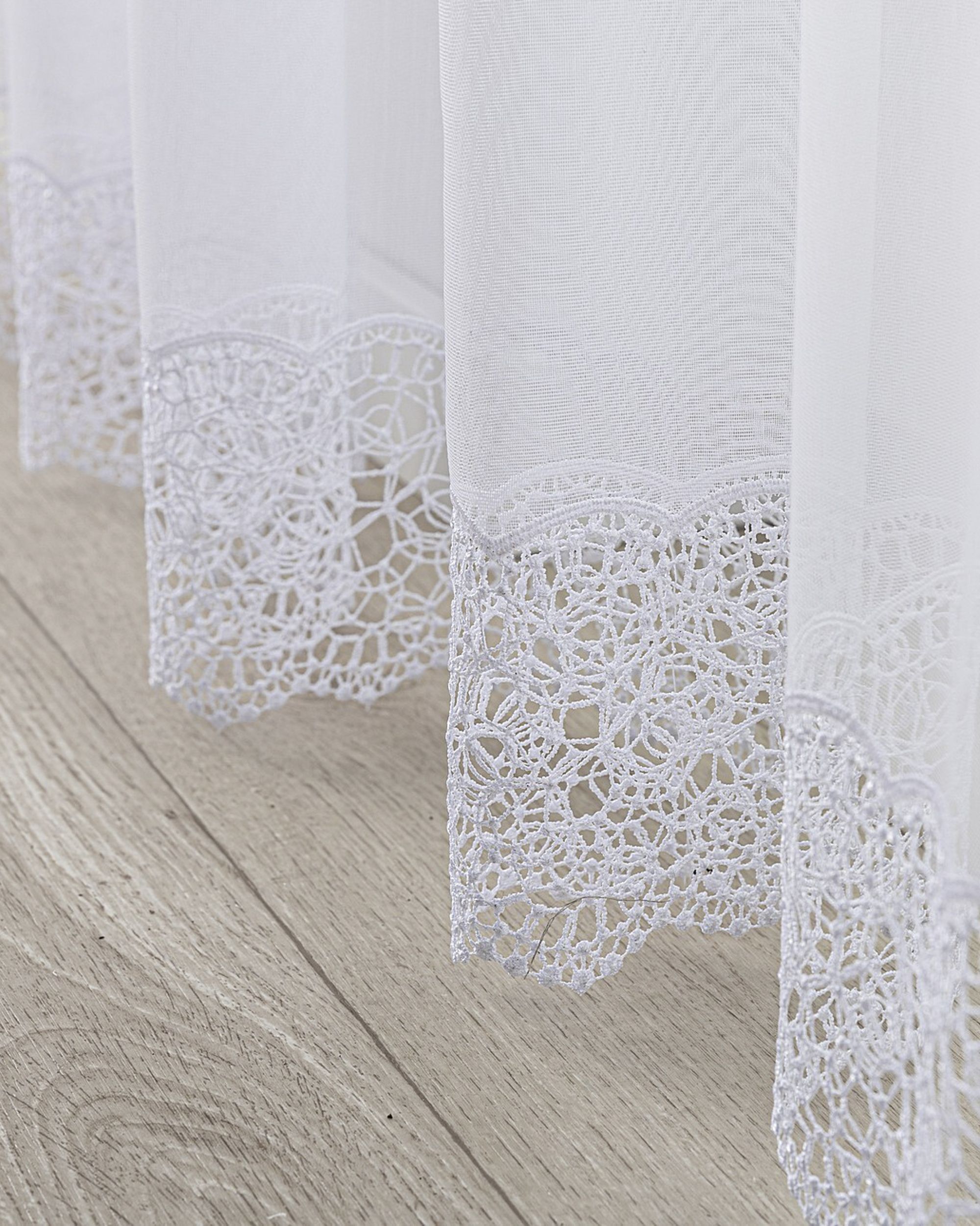 Net curtain with double pinch pleat product colour white fabric semi-sheer, structured, patterned (hover)