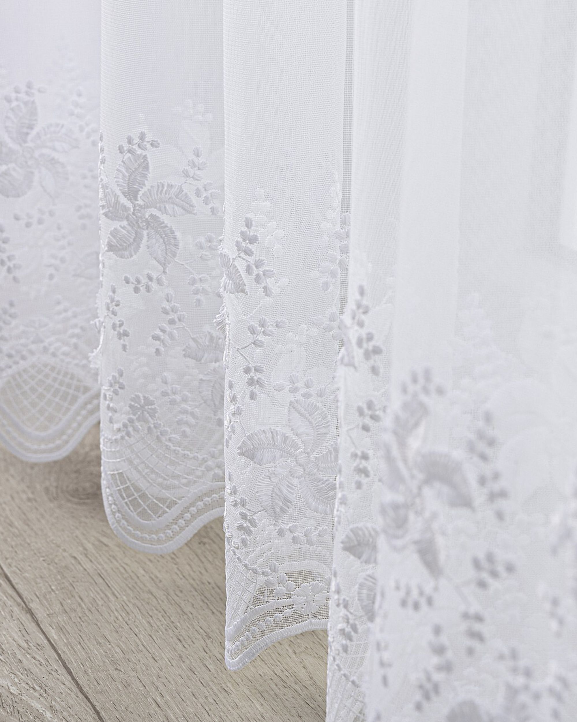Net curtain with double pinch pleat product colour white fabric semi-sheer, structured, patterned (hover)