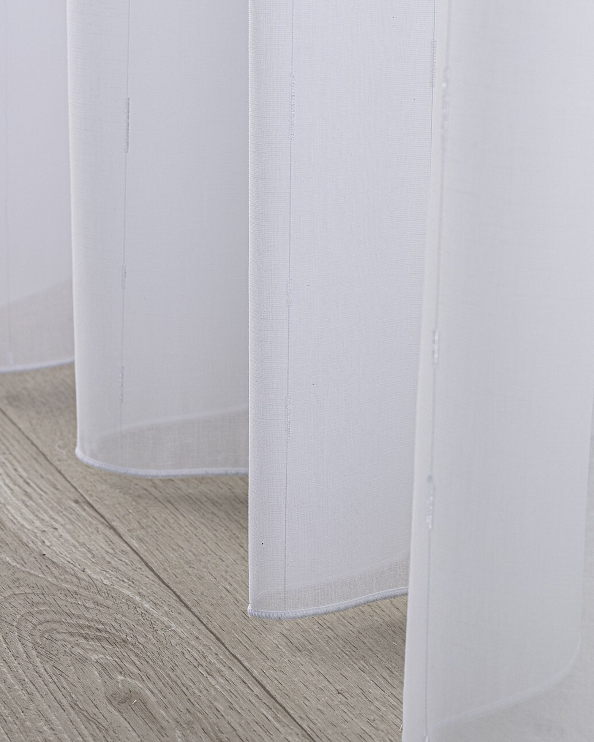 Net curtain with double pinch pleat product colour white fabric semi-sheer, structured, patterned (hover)