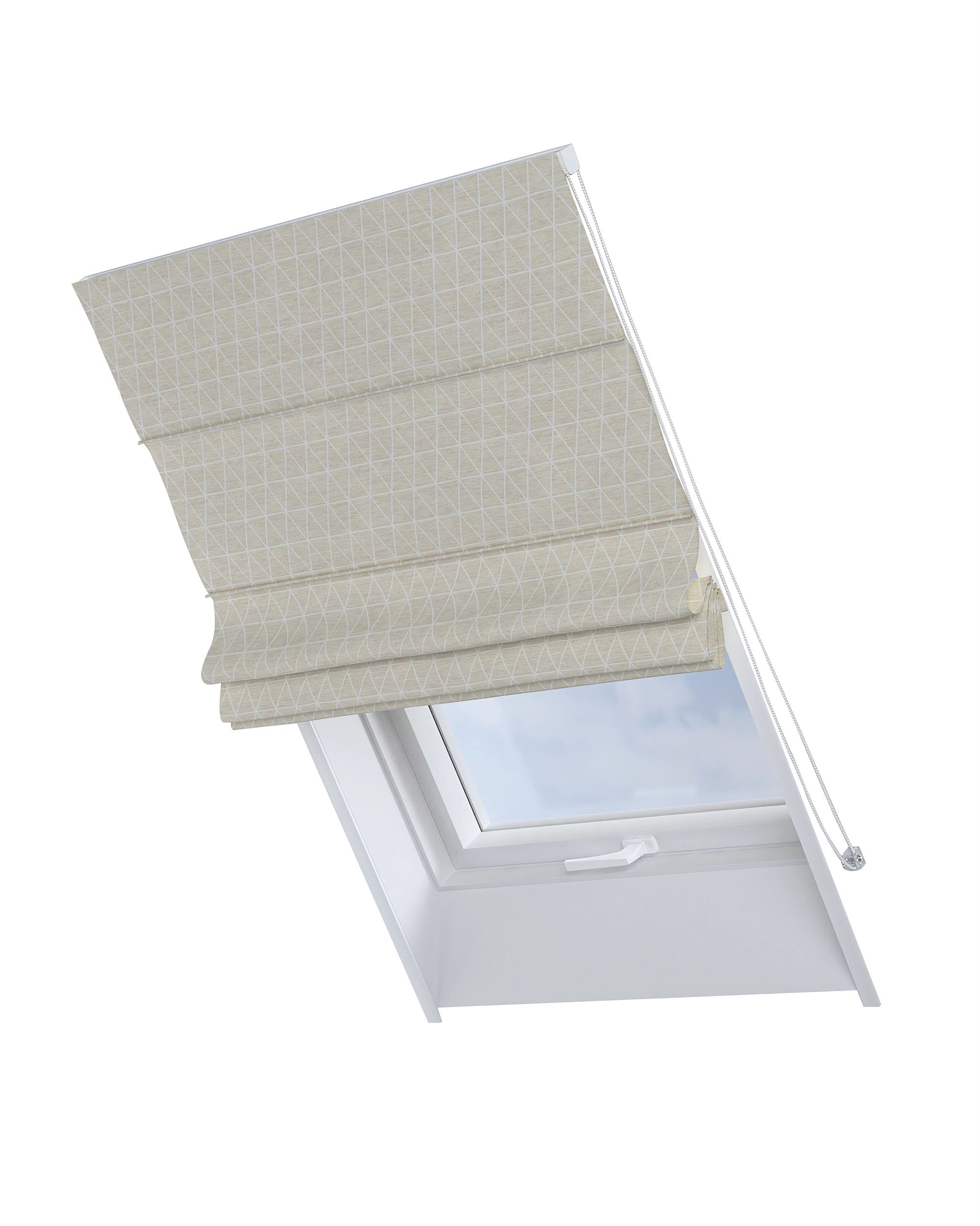 Roman blind for roof window Rimini product colour beige fabric structured, patterned