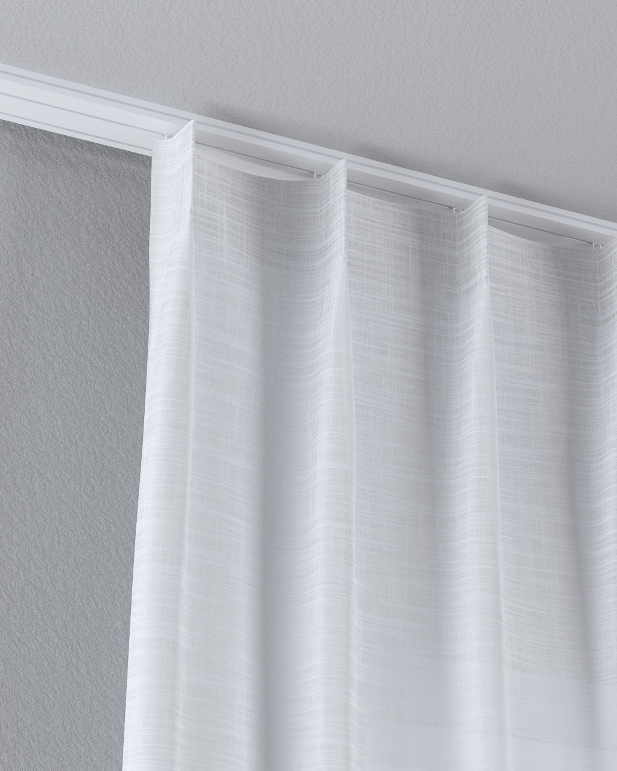 Net curtain with single pinch pleat product colour white fabric semi-sheer, structured (hover)