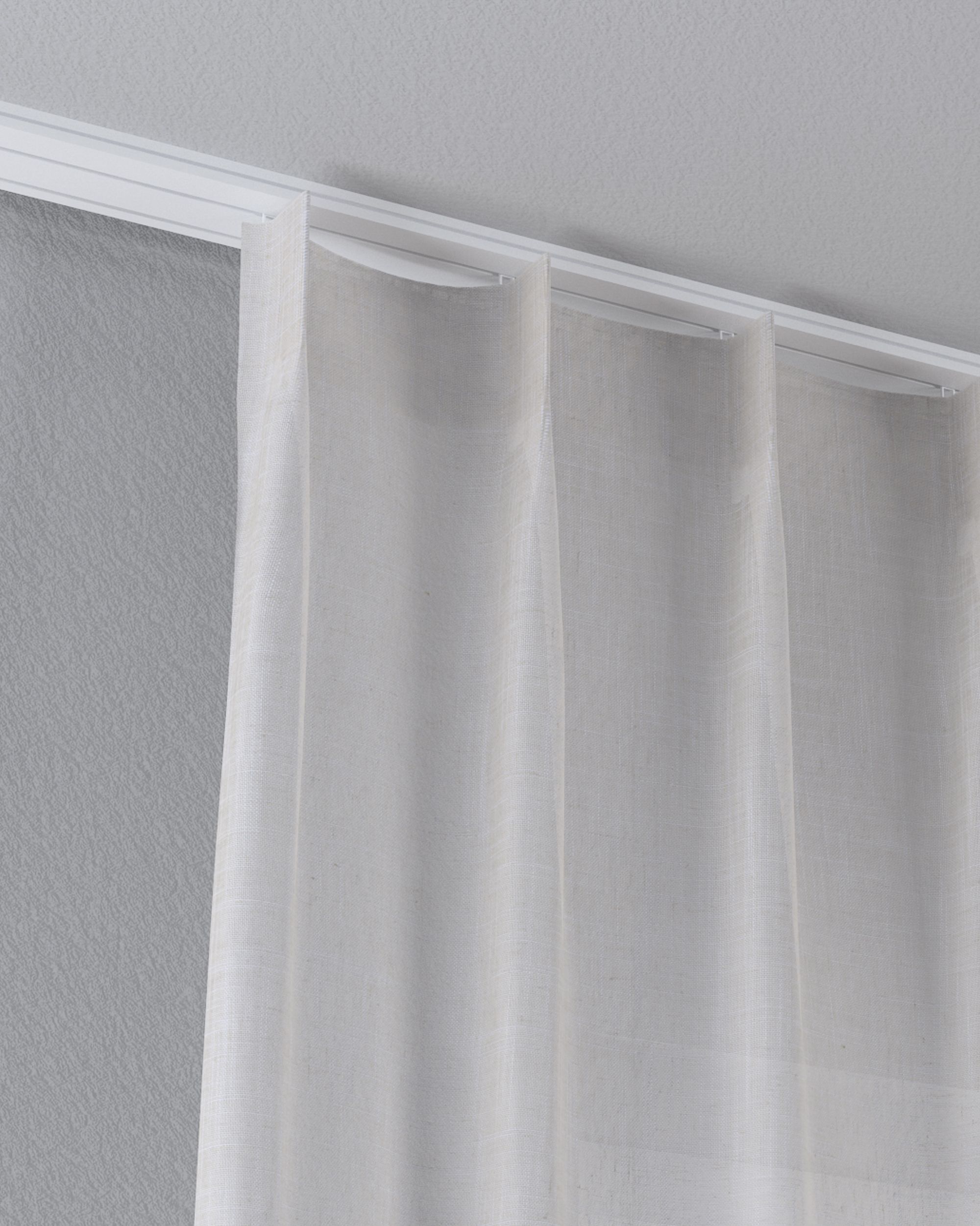 Net curtain with single pinch pleat product colour beige fabric semi-sheer, structured (hover)