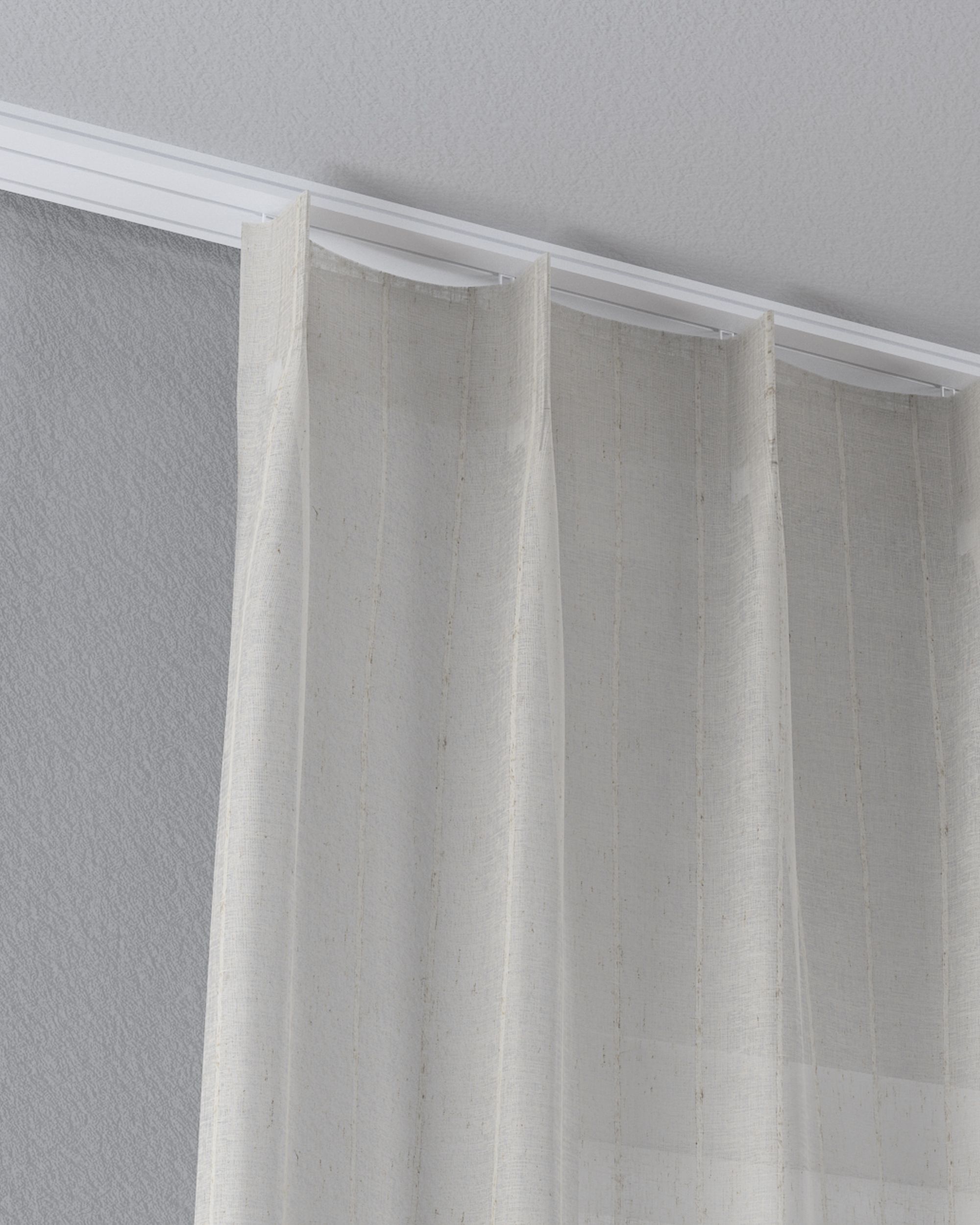 Net curtain with single pinch pleat product colour beige fabric semi-sheer, structured, patterned (hover)