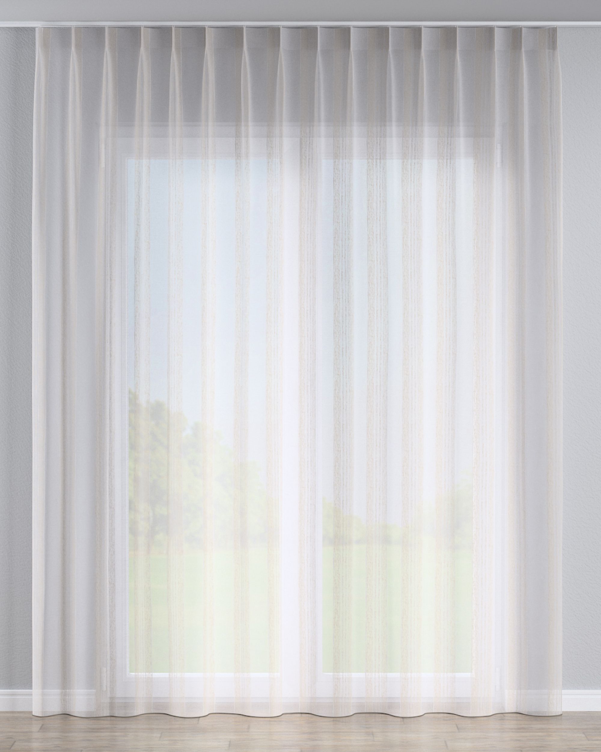 Net curtain with single pinch pleat product colour cream fabric semi-sheer, structured, patterned