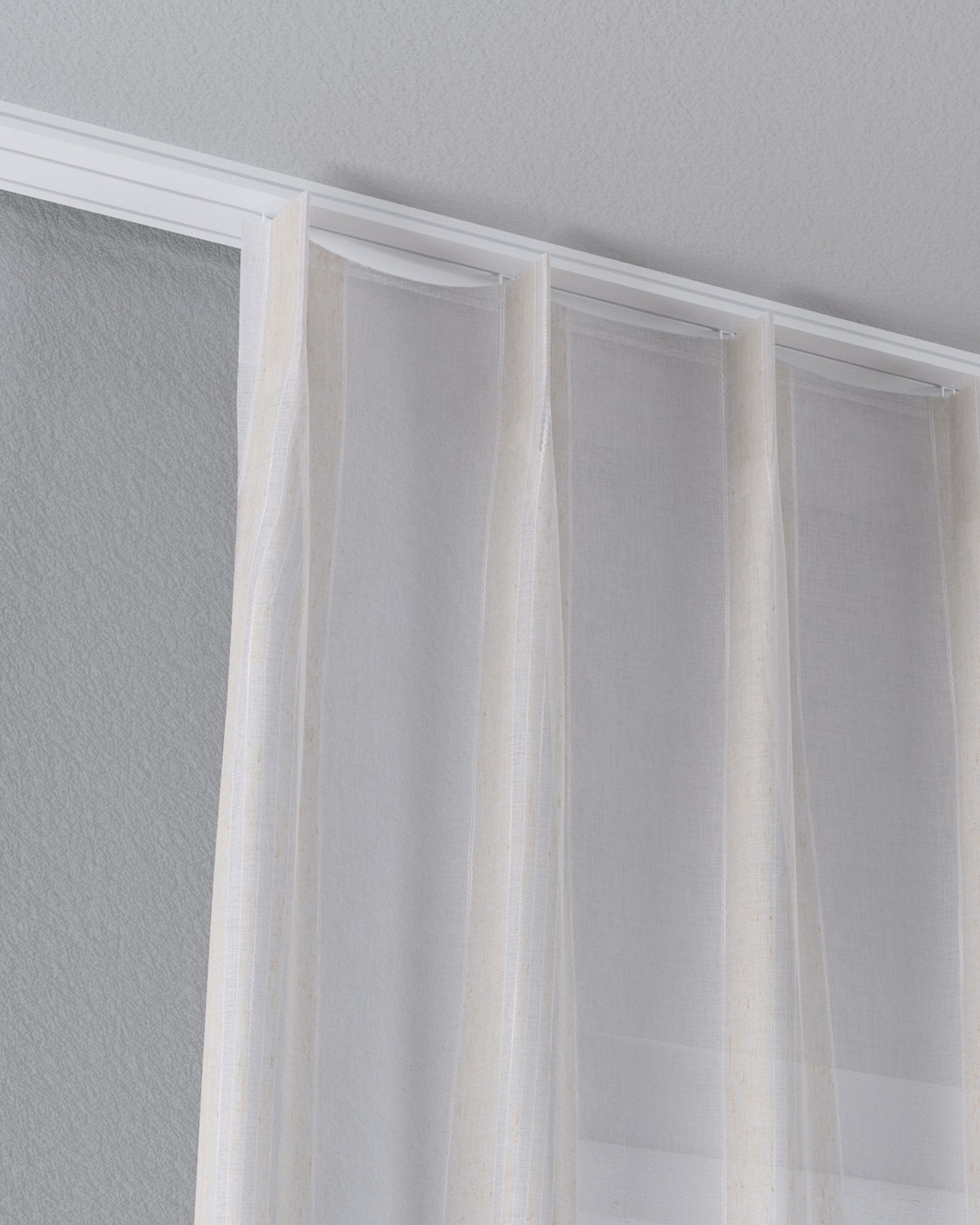 Net curtain with single pinch pleat product colour cream fabric semi-sheer, structured, patterned (hover)