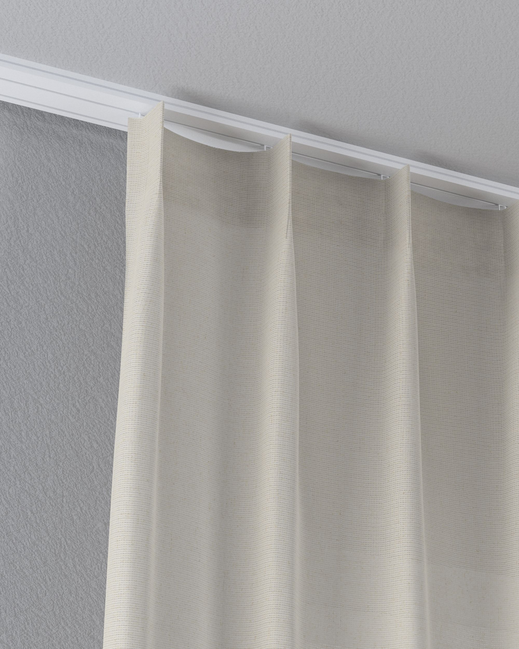 Net curtain with single pinch pleat product colour beige fabric semi-sheer, structured (hover)