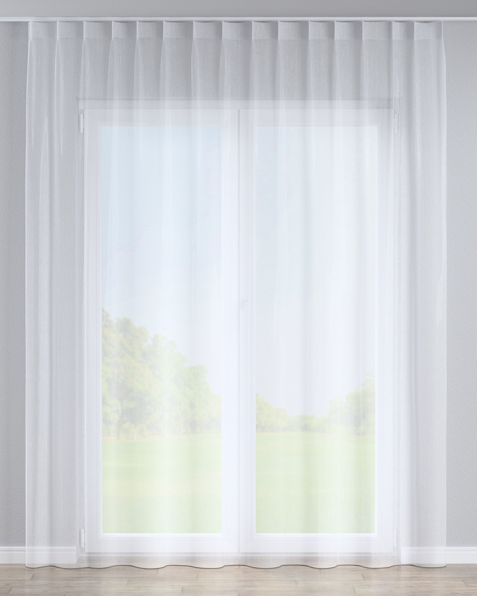Net curtain with single pinch pleat product colour cream fabric semi-sheer, structured, patterned